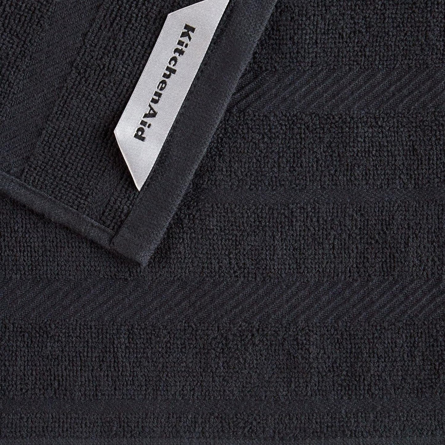 KitchenAid Albany Dishcloth 8 Pack Set, Matte Black/White, 12"x12"