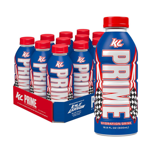 PRIME Hydration Kyle Larson, Sports Drinks, Electrolyte Enhanced for Replenishing Fluids, 250mg BCAAs, B Vitamins, Antioxidants, Low Sugar, 16.9 Fl Oz, 12 Pack