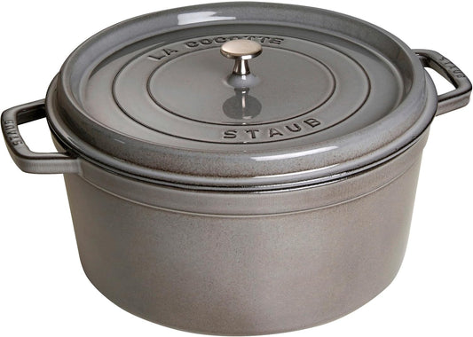 STAUB Cast Iron Roaster/Cocotte, Round, 8.35 L, Graphite Grey, 30 cm