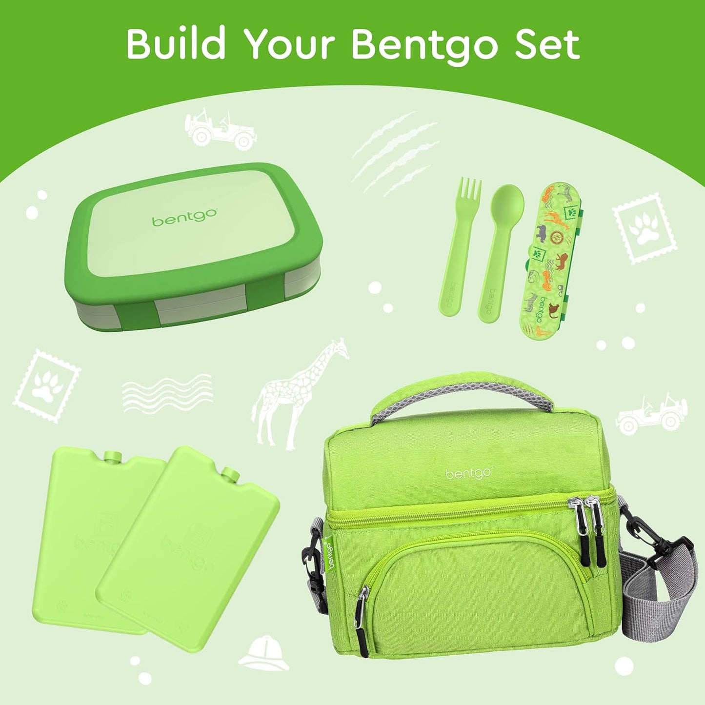 Bentgo Kids Bento-Style 5-Compartment Leak-Proof Lunch Box - Ideal Portion Sizes for Ages 3 to 7 - Durable, Drop-Proof, Dishwasher Safe, PFAS & BPA-Free & Made with Food-Safe Materials (Green)