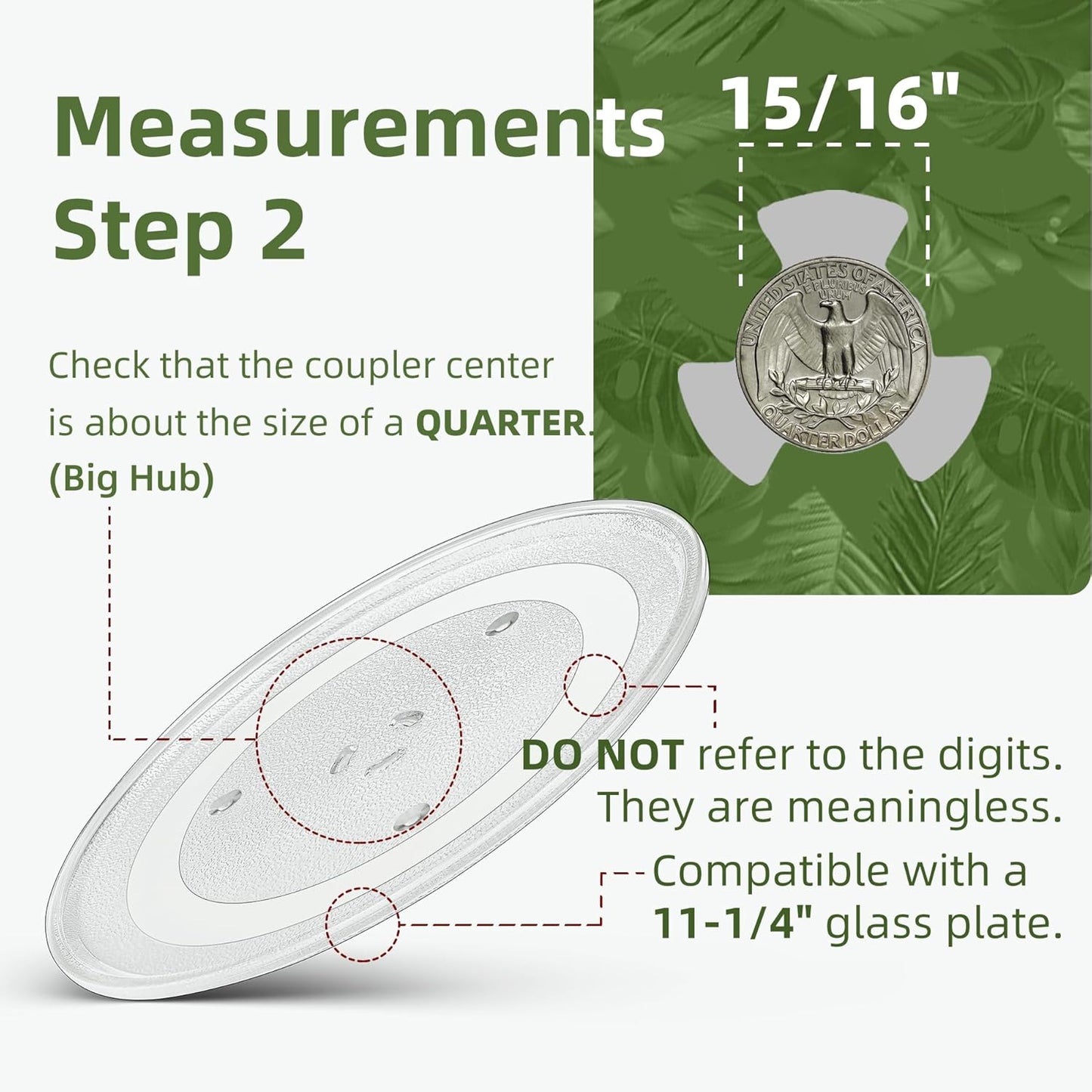 11.25" Microwave Glass Plate Replacement Compatible with GE WB49X10097 WB49X10034 Samsung DE74-20102D DE63-00536A DE63-00624A and 11 3/8" Panasonic Microwave Glass plate Replace