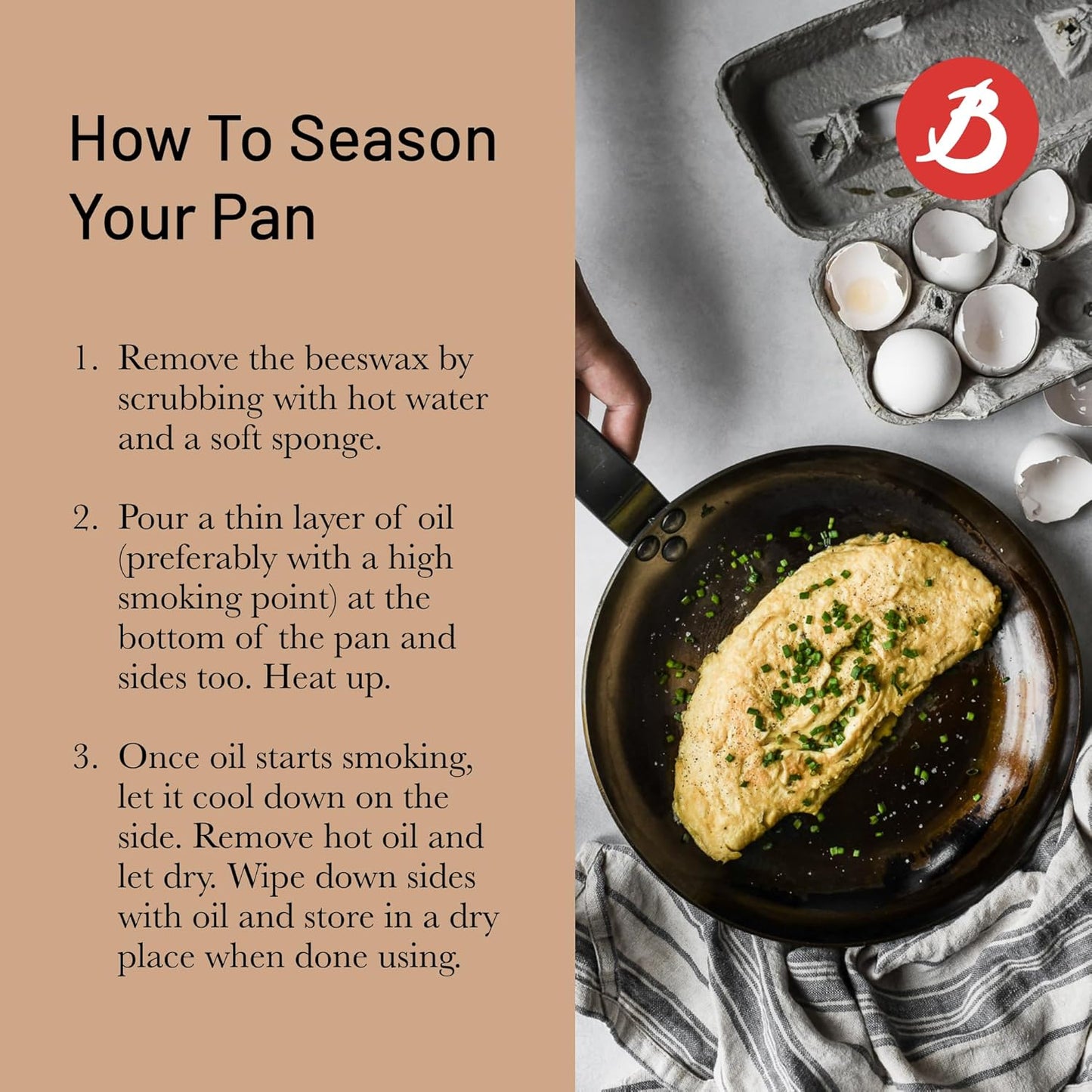 de Buyer MINERAL B Carbon Steel Country Fry Pan - 12.5” Diameter, 8.9” Cooking Surface - Ideal for Sauteing, Simmering, Deep Frying, Stir Frying, One-Pan Meals - PFAS, PFOA, PFOS Free - Made in France