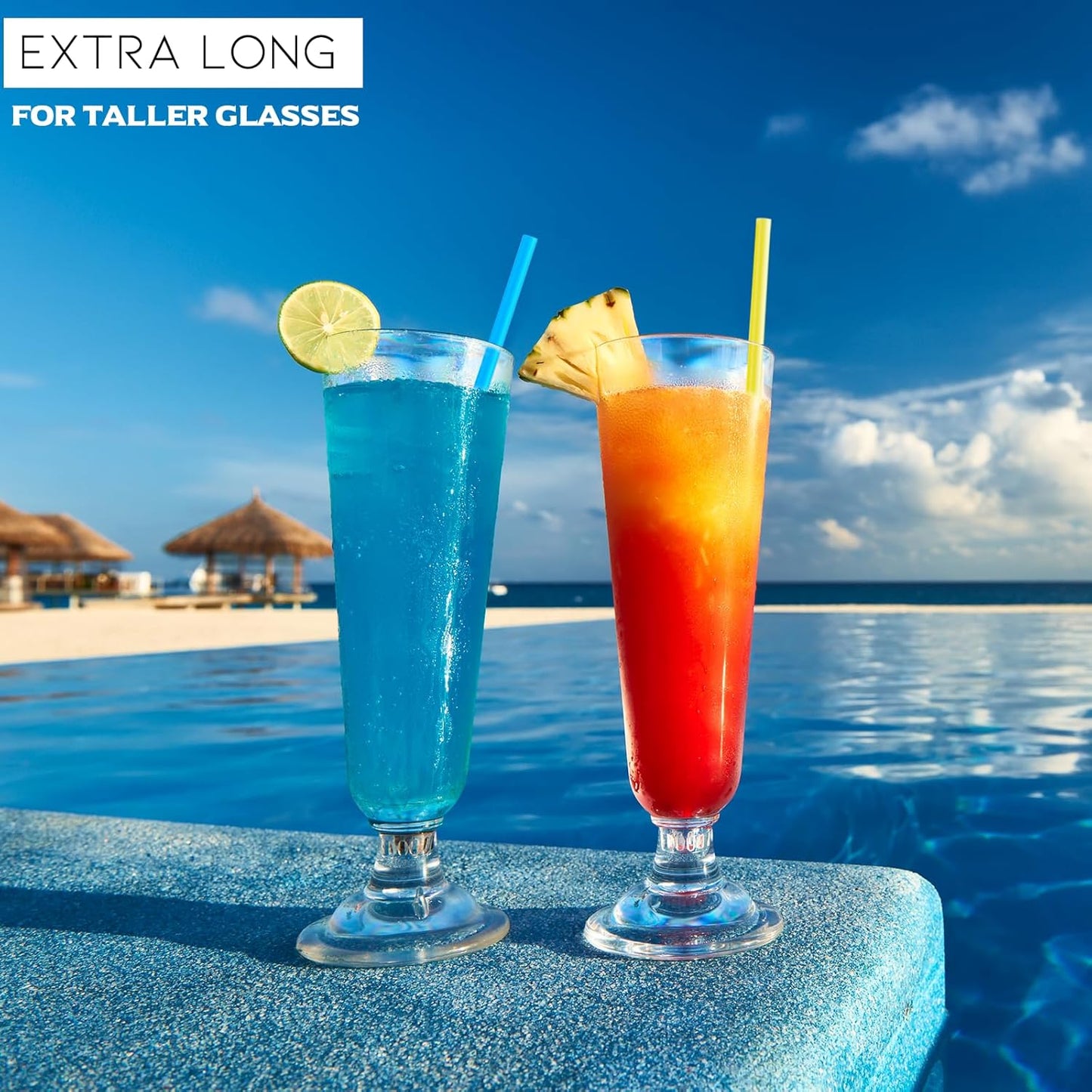 ALINK 100 Pcs Long Disposable Straws for Stanley 40 oz 30 oz Tumbler, 12 inch Colorful Plastic Straws for Stanley, Owala, Yeti 40 OZ 30 OZ Cup, Individually Wrapped