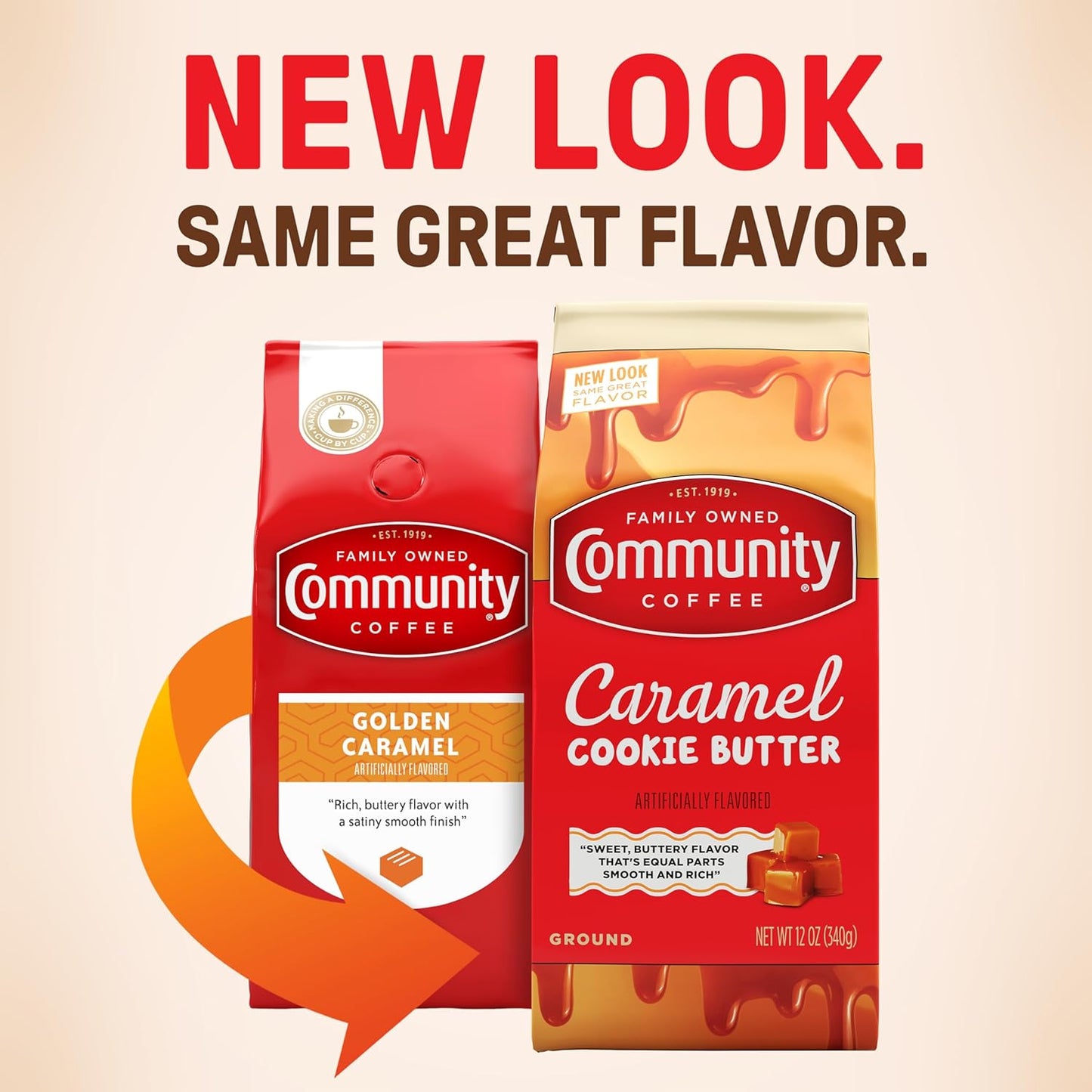 Community Coffee Caramel Cookie Butter Flavored 72 Ounces, Medium Roast Ground Coffee, 12 Ounce Bag (Pack of 6)