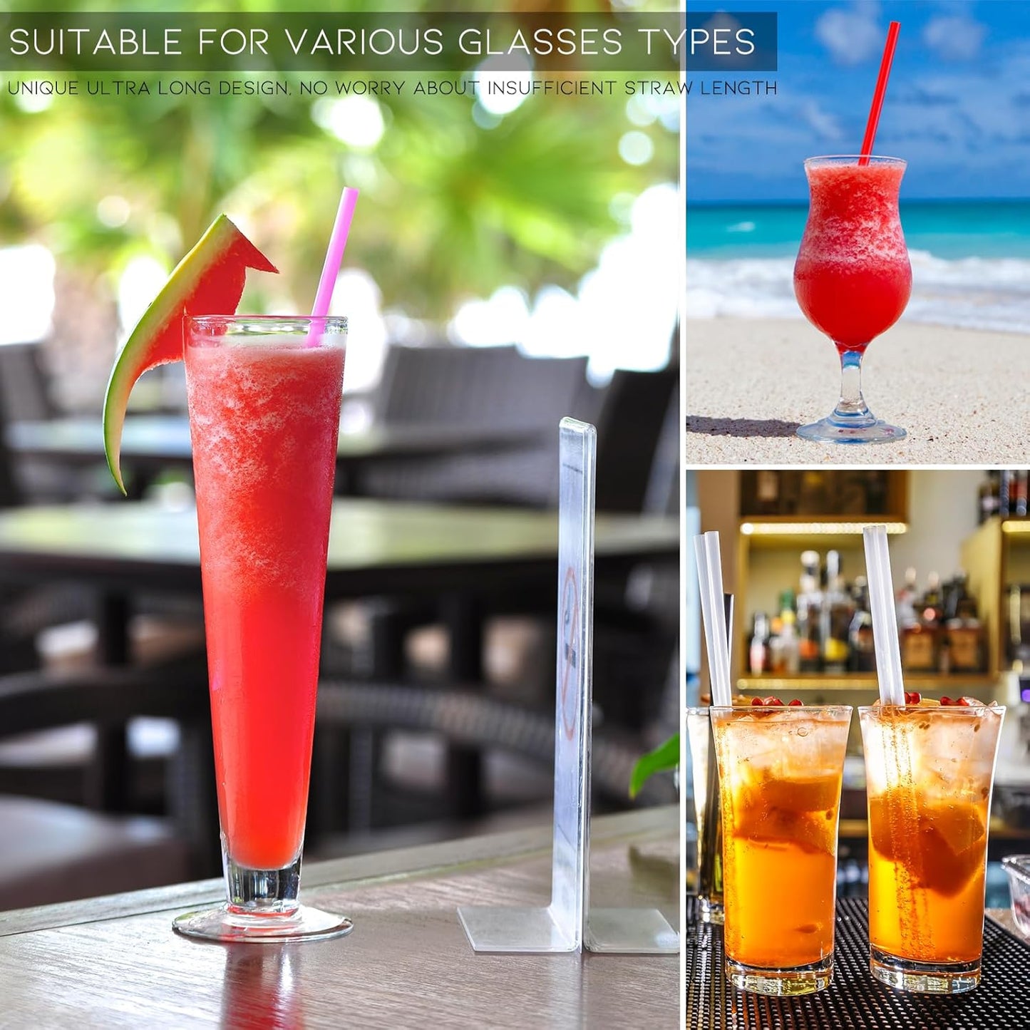 ALINK 100 Pcs Long Disposable Straws for Stanley 40 oz 30 oz Tumbler, 12 inch Colorful Plastic Straws for Stanley, Owala, Yeti 40 OZ 30 OZ Cup, Individually Wrapped