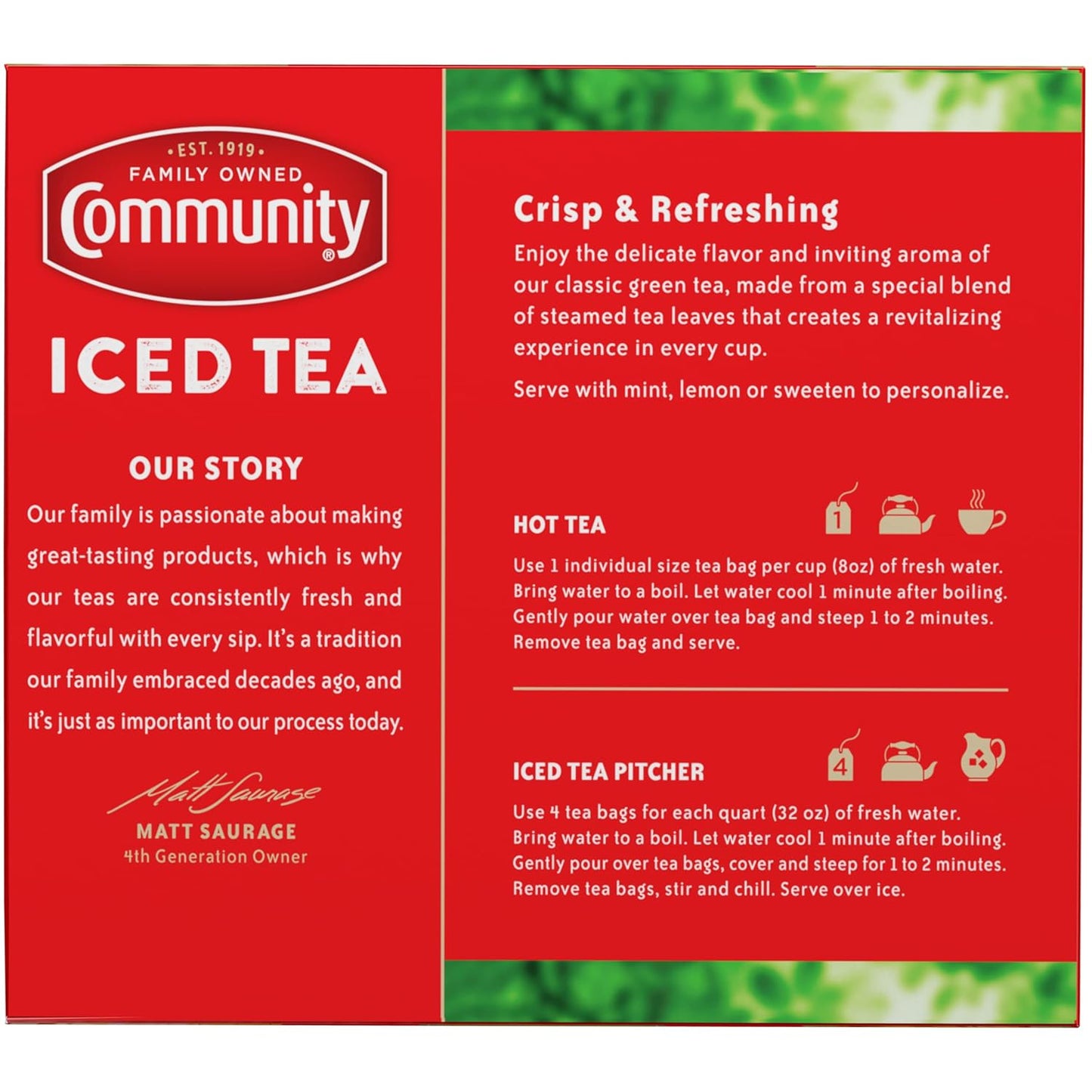 Community Coffee Signature Iced Tea, 576 Family Size Tea Bags, 48 Count Box (Pack Of 12)