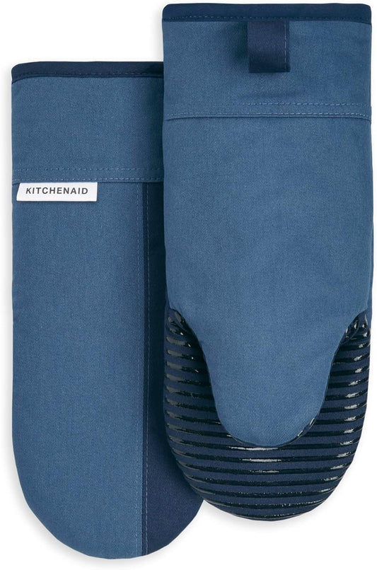 KitchenAid Beacon Two-Tone Non-Slip Oven Mitt Set, Navy/Ink, 5.75"x13", 2 Piece