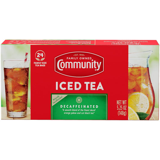 Community Coffee Decaf Tea, 24 Family Size Tea Bags (Pack of 1)