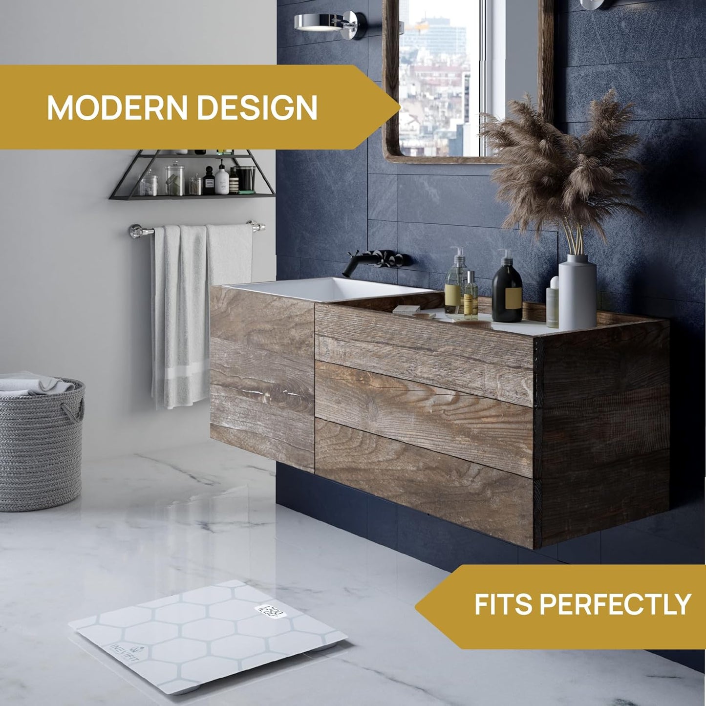 INEVIFIT Bathroom Scale, Highly Accurate Digital Bathroom Body Scale, Measures Weight up to 400 lbs. Includes Batteries