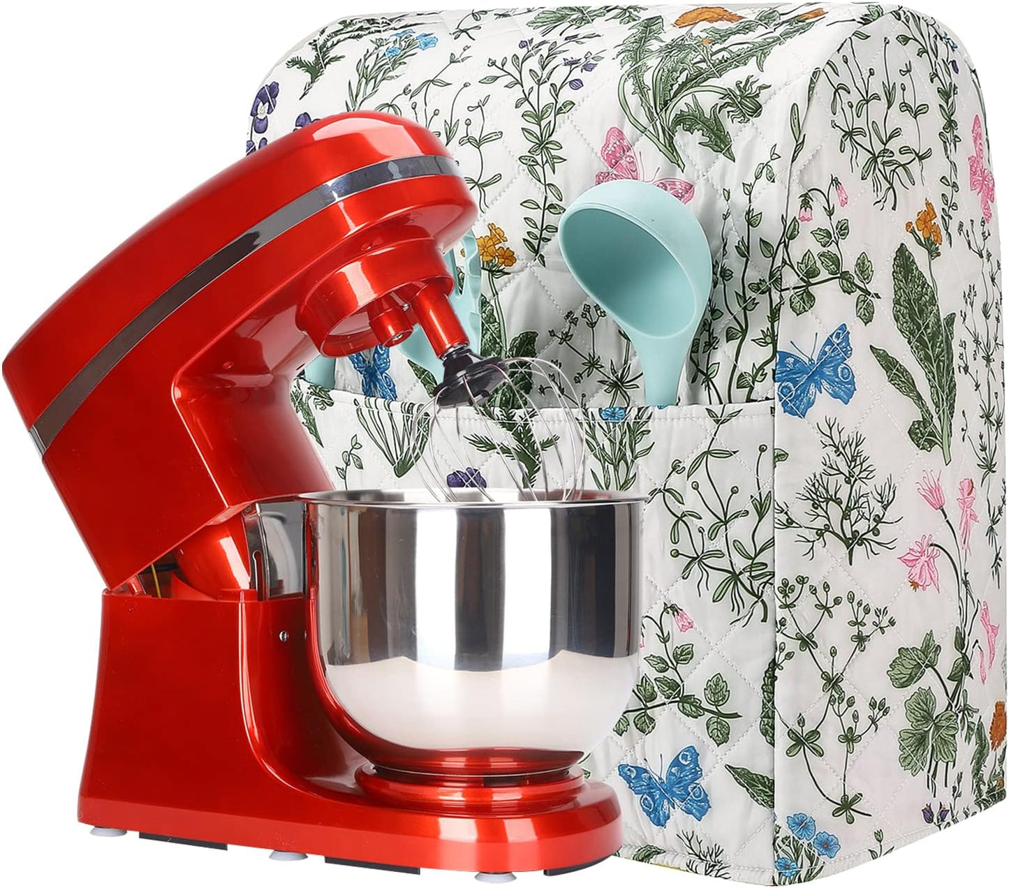 Stand Mixer Cover,Floral and Plants Kitchen Mixer Cover Compatible With 5-8Qt Kitchenaid Hamilton Mixers,Spring Summer Kitchen Decor,Kitchen Aid Mixer Covers,Pioneer Woman Kitchen Aid Mixer Assecories