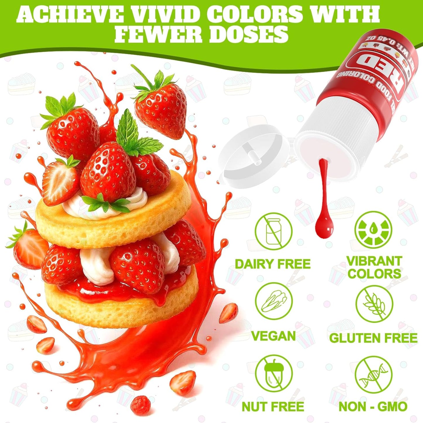 Gel Food Coloring - 20 Colors Gel Food Dye Set, Flavorless Vibrant Edible Concentrated Coloring for Christmas Baking, Cake, Cookie, Fondant, Icing, Macaron, Frosting - 0.45 Fl.Oz Bottles