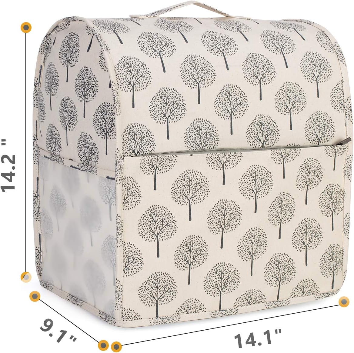 Yarwo Dust Cover for 4.5 qt and All 5 qt Stand Mixer, Protective Stand Mixer Cover with Top Handle and Pockets for Extra Accessories, Tree