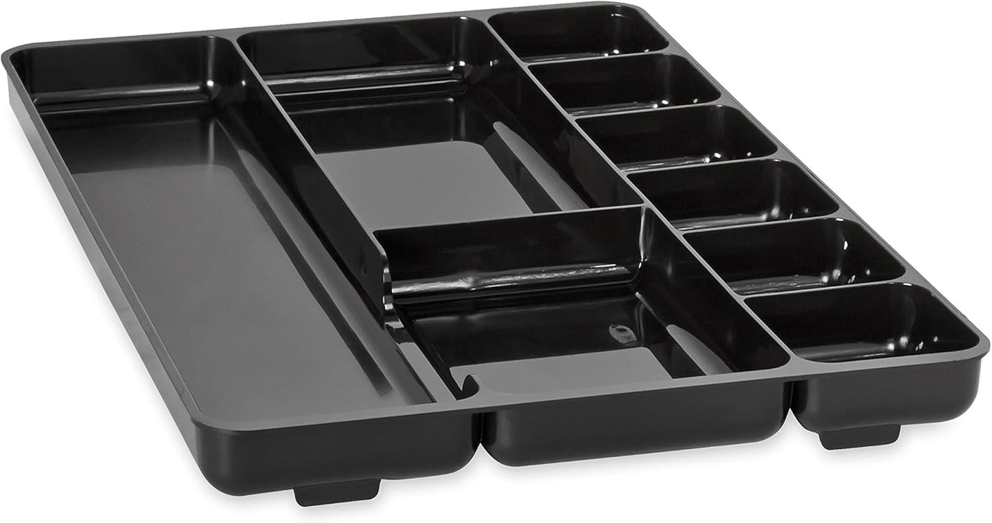 Rubbermaid Regeneration 9-Section Drawer Organizer, Plastic, 14 x 9.125 x 1.125 Inches, Black (45706)