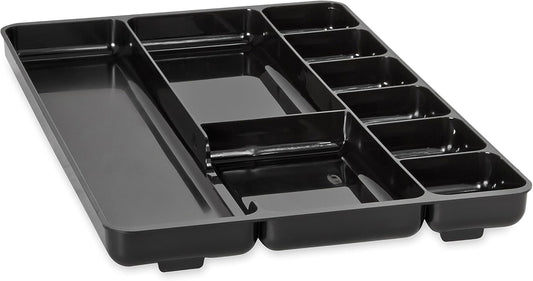 Rubbermaid Regeneration 9-Section Drawer Organizer, Plastic, 14 x 9.125 x 1.125 Inches, Black (45706)