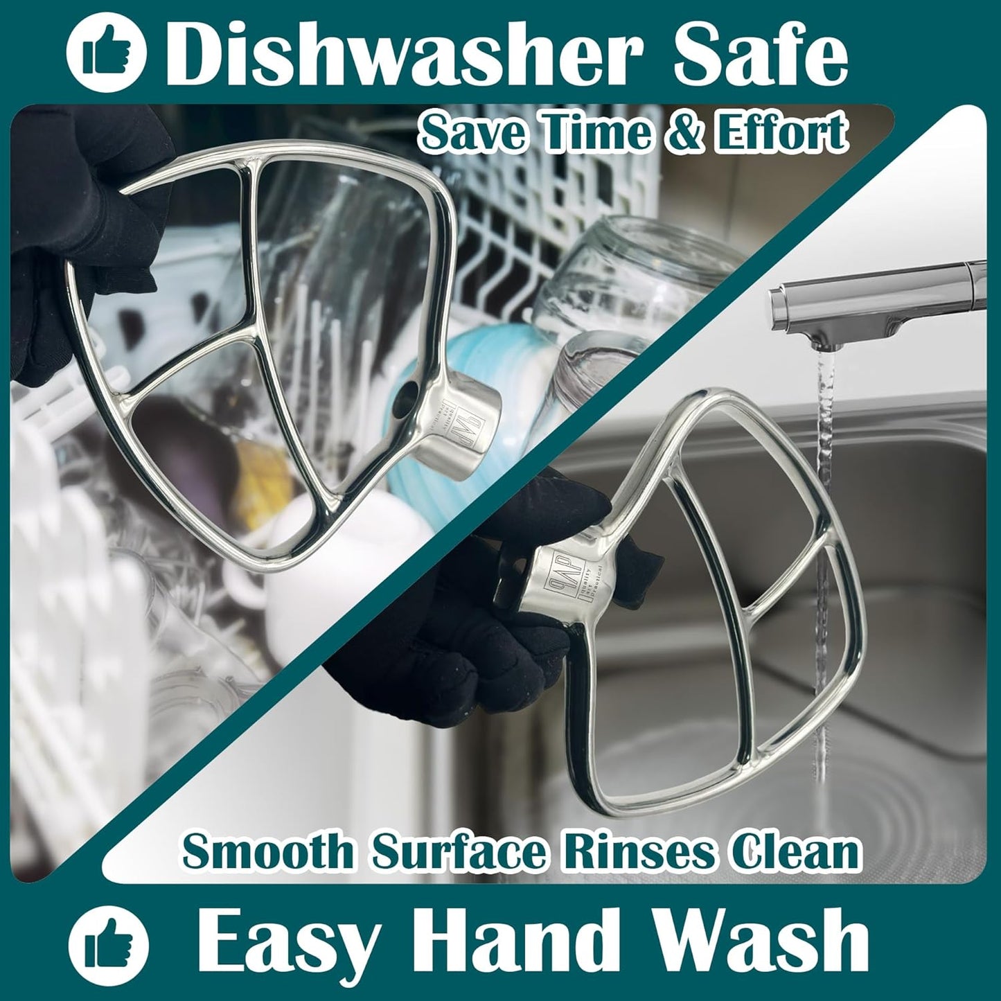 Stainless Steel Paddle，Flat Beater - Accessories and Attachments for KitchenAid Mixers, Fit 4.5-5 QT Mixing Bowl