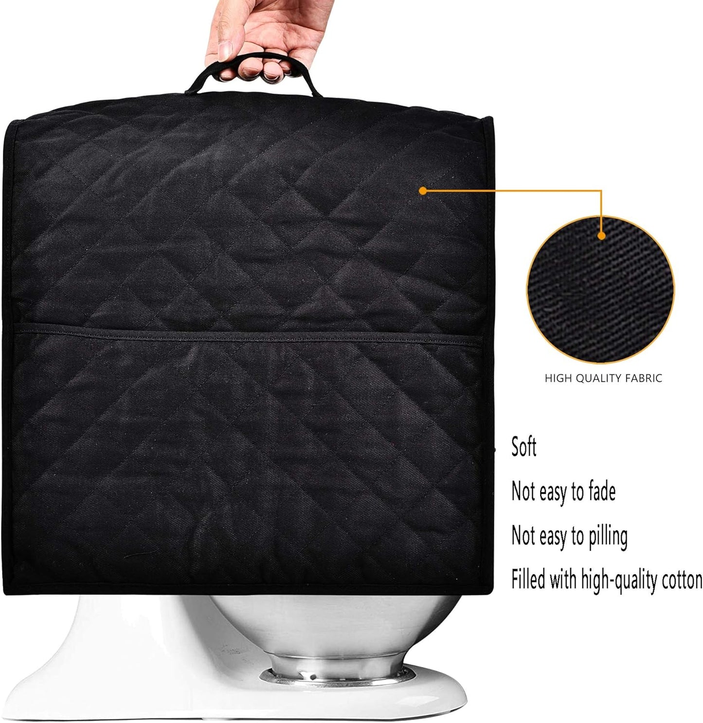 Stand Mixer Cover compatible with Kitchenaid Mixer, Fits All Tilt Head & Bowl Lift Models,Fine, Soft, Not Easy to Fade, Not Easy To Pilling. (Fits for 4.5-Quart and All 5-Quart, Black)