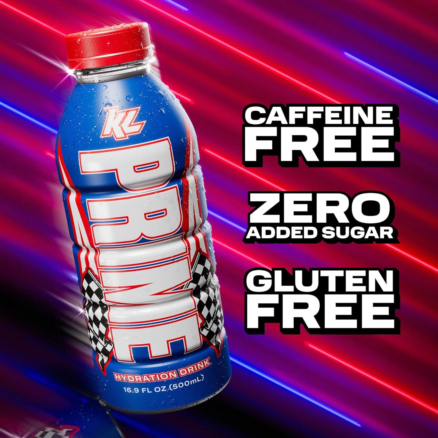 PRIME Hydration Kyle Larson, Sports Drinks, Electrolyte Enhanced for Replenishing Fluids, 250mg BCAAs, B Vitamins, Antioxidants, Low Sugar, 16.9 Fl Oz, 12 Pack