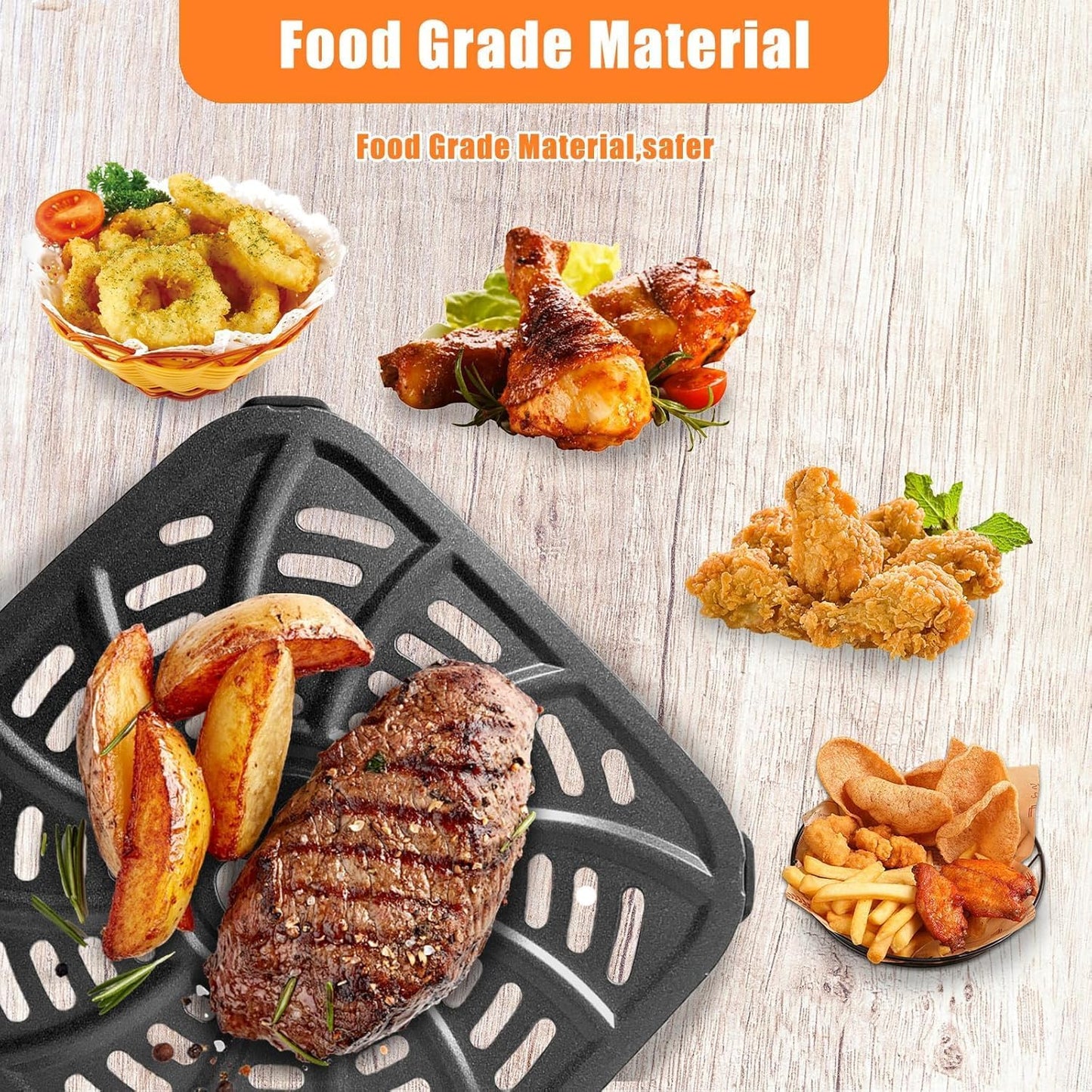 4 Quart Air Fryer Grill Crisper Plate for Gourmia GAF414 Digital Air Fryers, Premium Nonstick Air Fryer Grill Pan Crisping Plate Tray Rack Insert Grate Grid Shelf for 4QT Gourmia Air Fryer