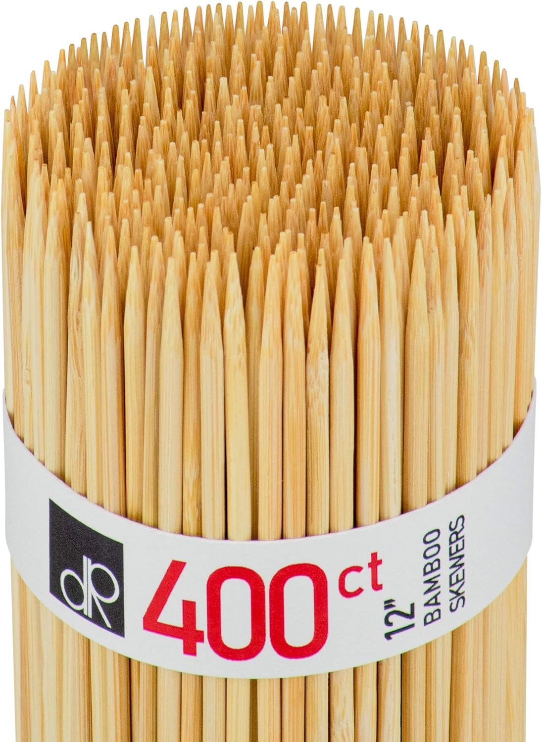 DecorRack 12" Natural Bamboo Skewers Sticks, 400 Wood Skewers for BBQ, Grilling, Kabob, Appetizers, Fruits, Smores, Cocktail, Brunch, Fondue Sticks, Barbeque, DIY Crafting, 12 inch (400 pack)