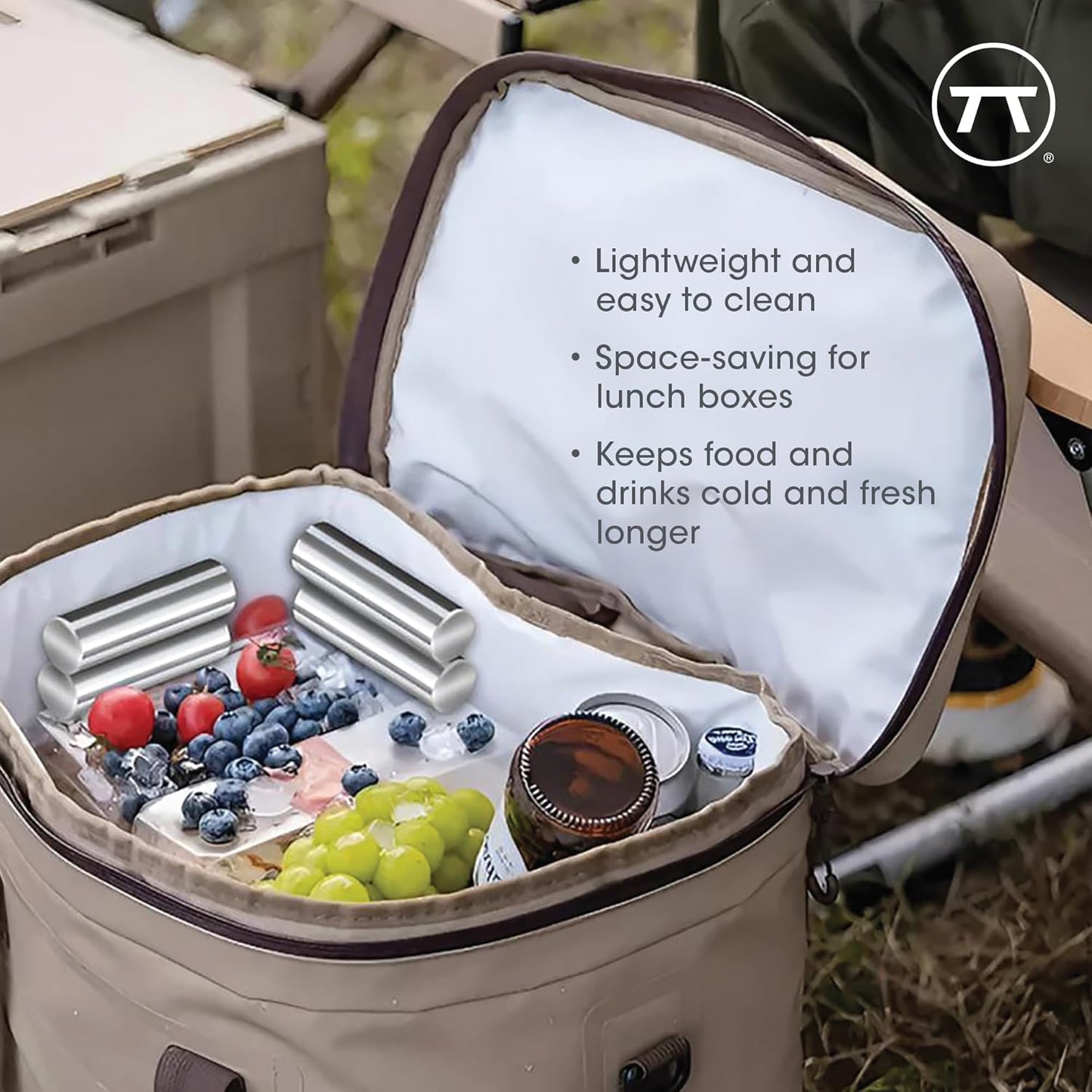 Outset Stainless Steel Cylinder Ice Packs, Set of 2 Reusable Travel Coolers, 6.3" x 1.6”