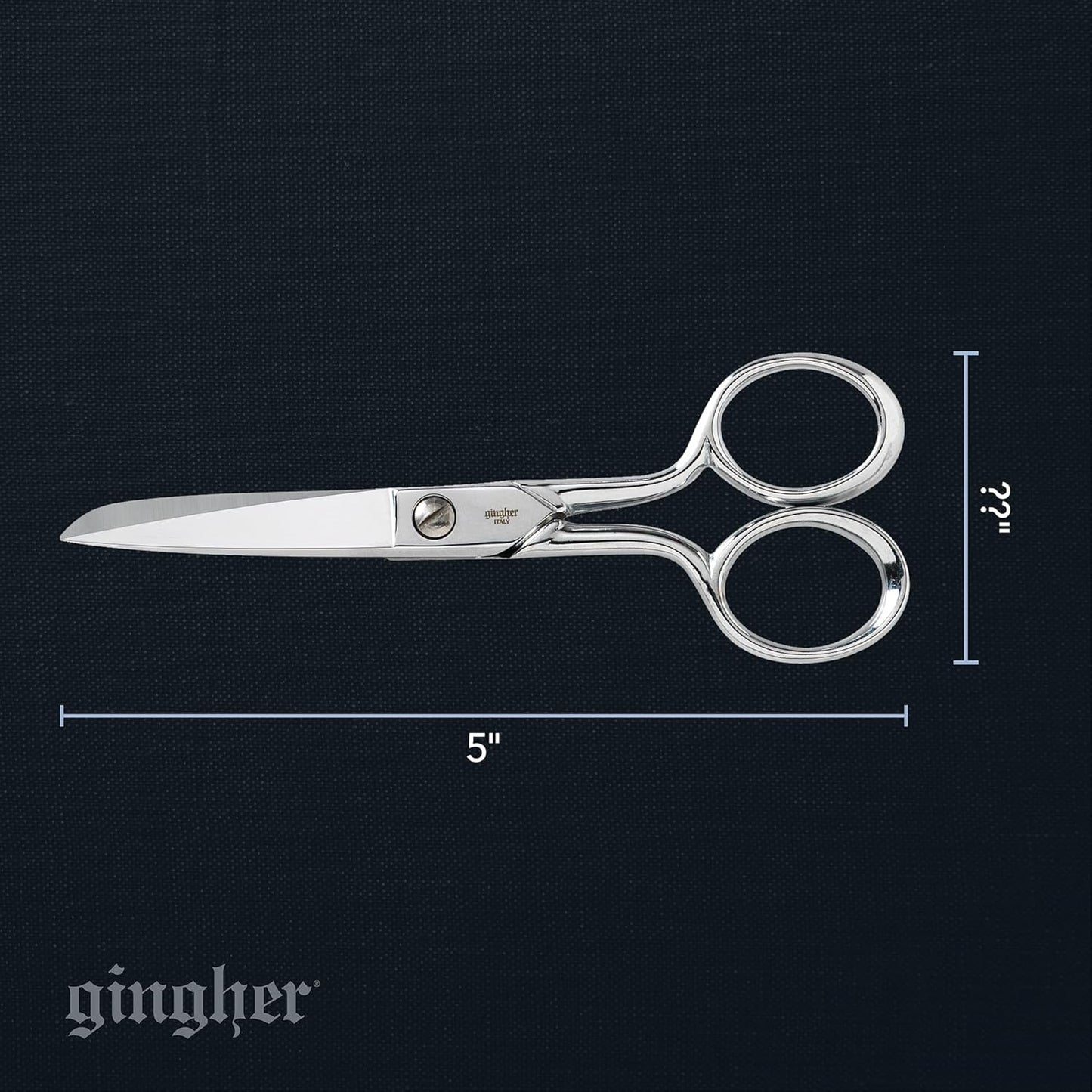 Gingher 5" Fabric Scissors, Premium Forged Steel Fabric Shears, Sharp Knife Edge Sewing Scissors for Cutting Cloth with Protective Sheath, Ambidextrous Design