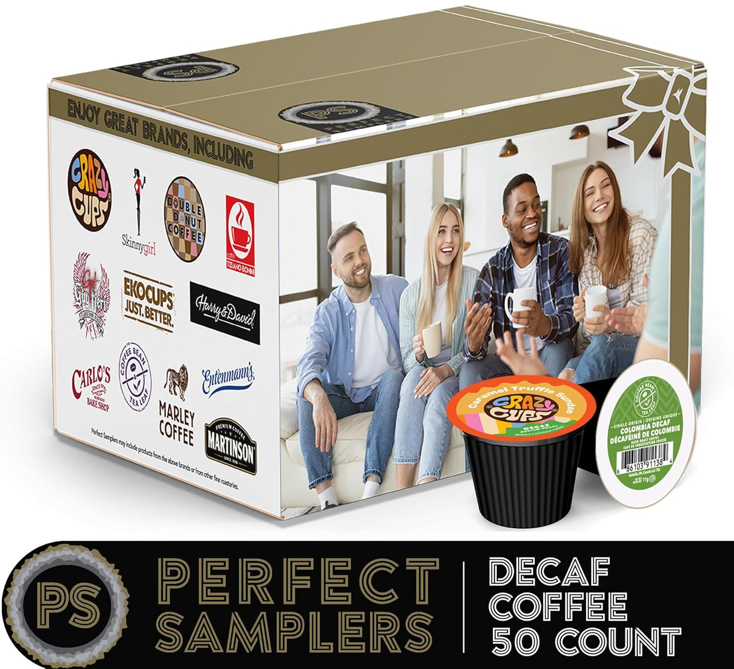 Crazy Cups Decaf Coffee Pods Variety Pack – Flavored & Unflavored Assorted Sampler, 50 Count, Compatible with Keurig K-Cup Brewers