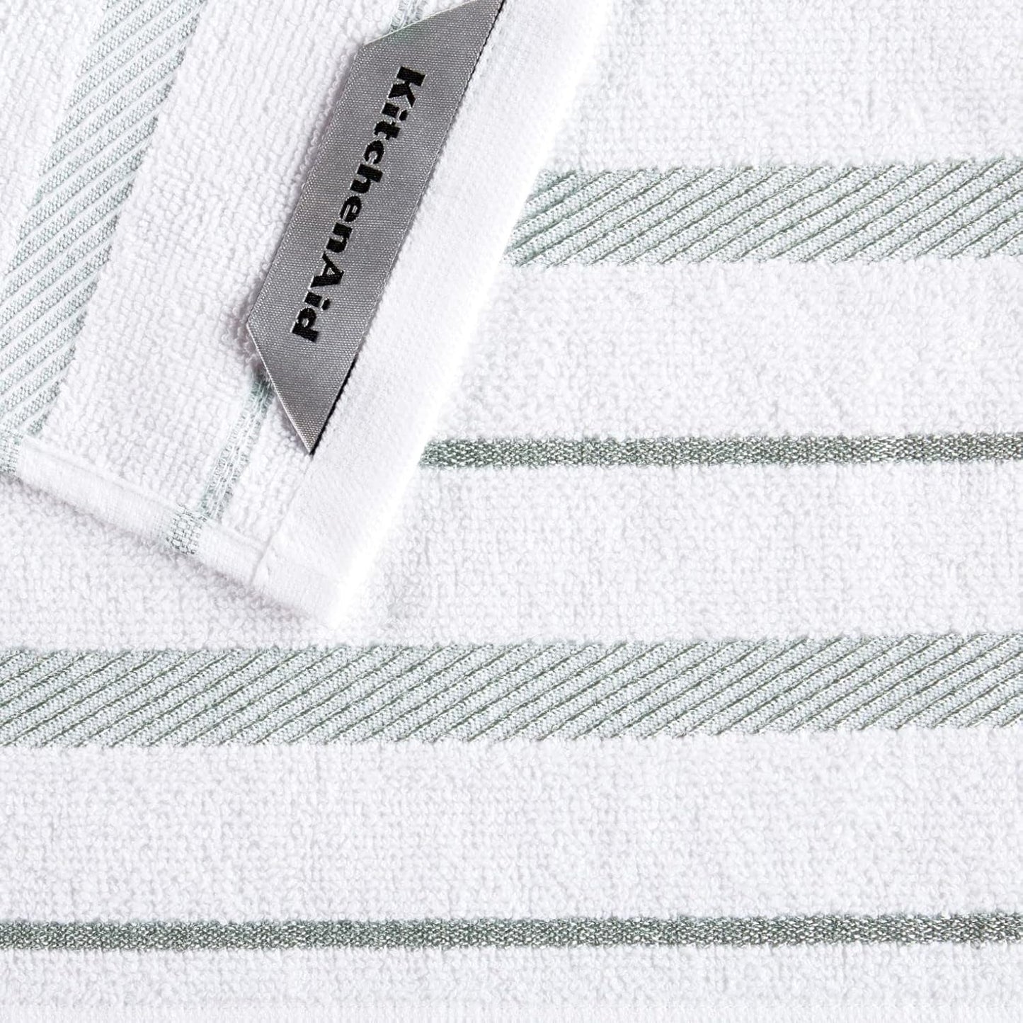 KitchenAid Albany Dishcloth 8 Pack Set, Matte Grey/White, 12"x12"