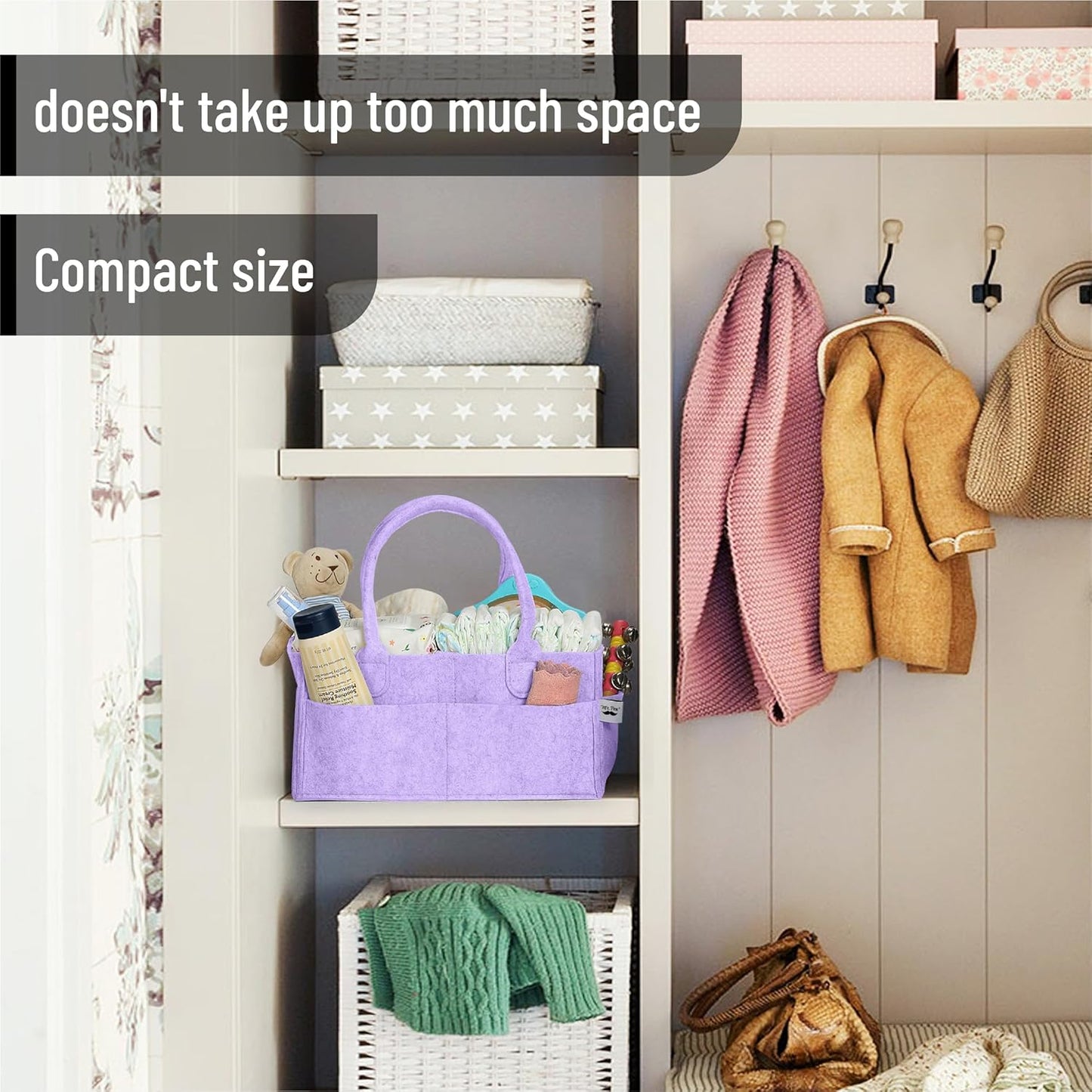 Mr. Pen- Baby Diaper Caddy Organizer, lavender dream, Baby Caddy Organizer with Handle, Compact Size, Collapsible & Portable