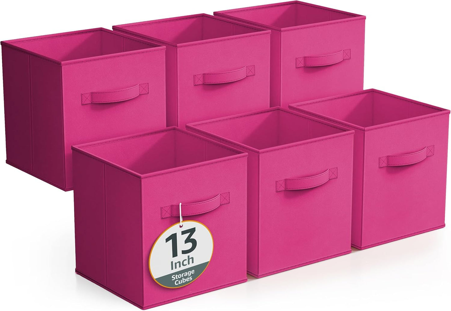 Sorbus Fabric Storage Cubes - 6 Foldable Storage Bins for Organizing Pantry, Cubbies, Toy Box - Clothes Storage & Closet Organizer - 13 Inch Collapsible Cube Baskets for Shelves with Handle
