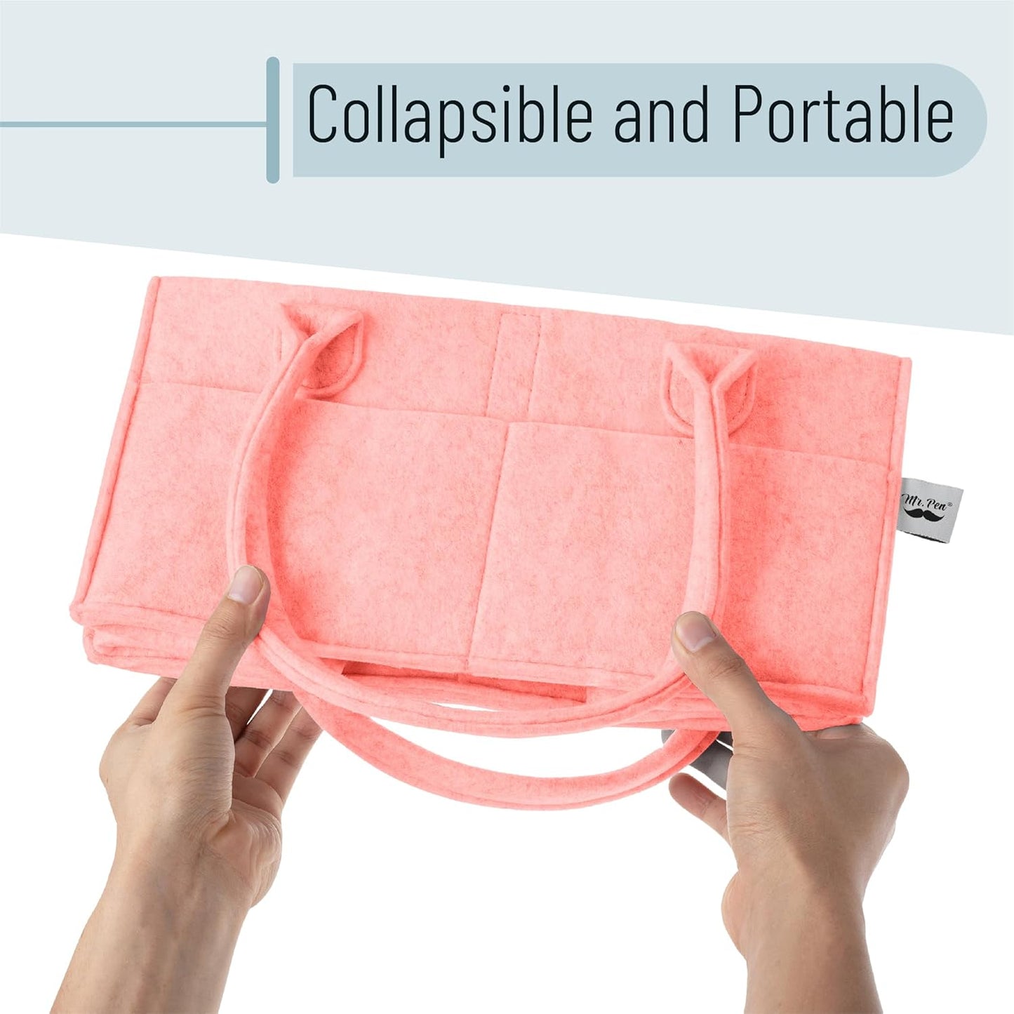 Mr. Pen- Baby Diaper Caddy Organizer, 2 Pack, Pink, Baby Caddy Organizer with Handle, Compact Size, Collapsible & Portable