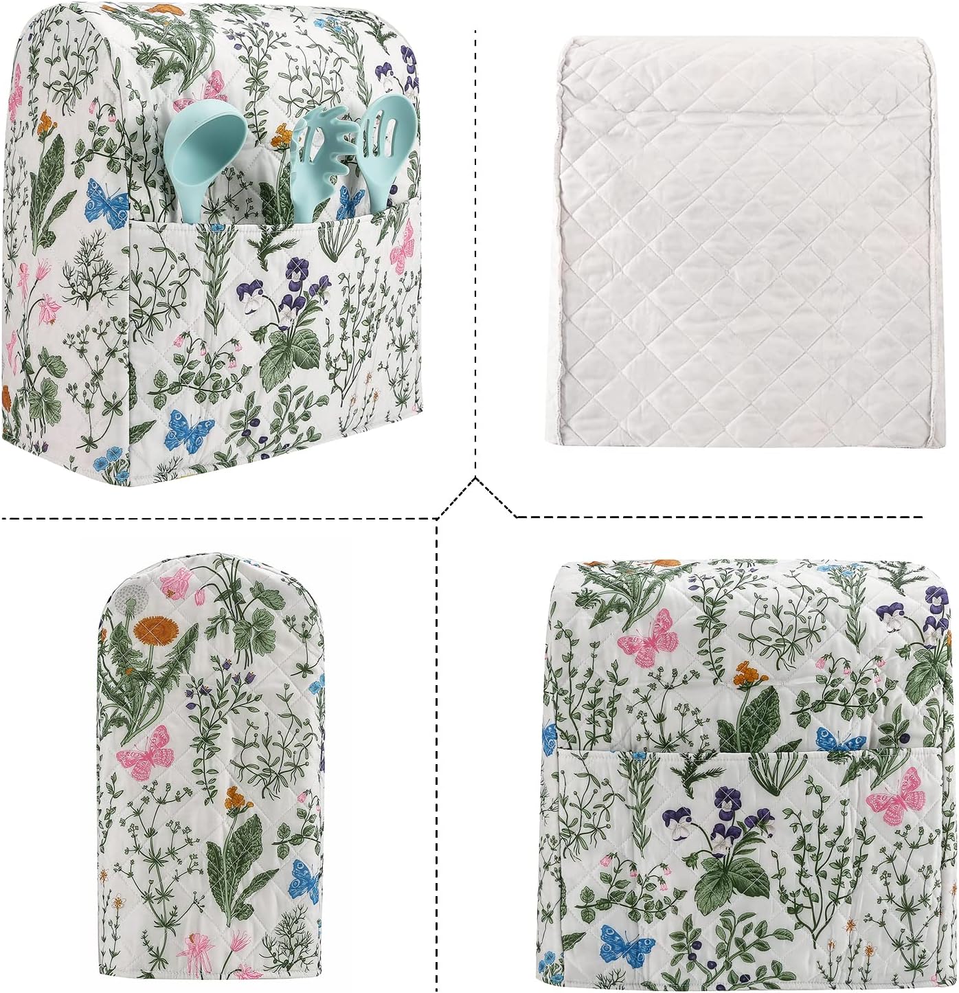 Stand Mixer Cover,Floral and Plants Kitchen Mixer Cover Compatible With 5-8Qt Kitchenaid Hamilton Mixers,Spring Summer Kitchen Decor,Kitchen Aid Mixer Covers,Pioneer Woman Kitchen Aid Mixer Assecories