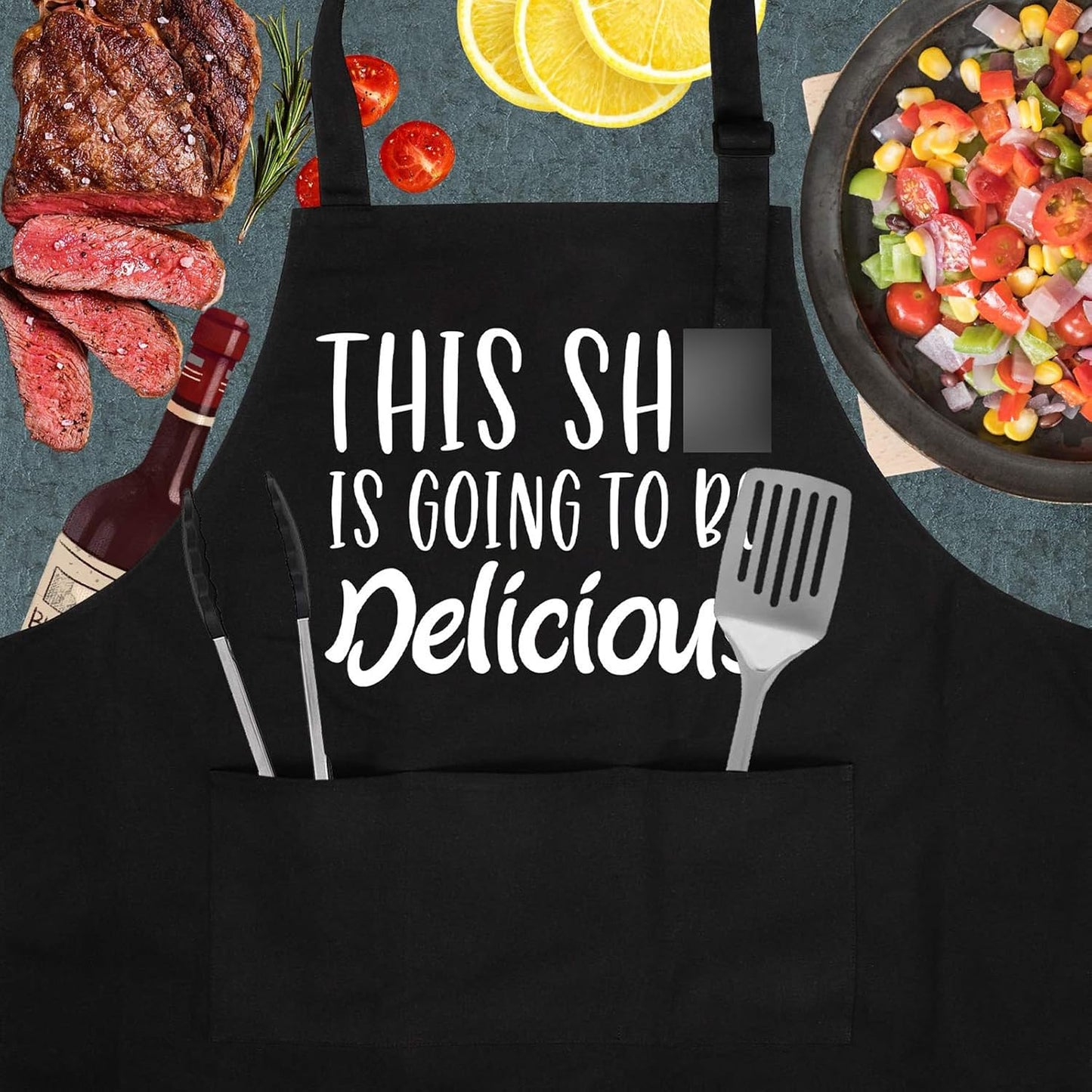 Miracu Funny Cooking Aprons for Women, Funny Baking Aprons for Men Dad - Mens Cooking Gifts for Bakers Husband Boyfriend - Christmas Fathers Day Birthday Kitchen Gifts for Men, BBQ Grilling Presents