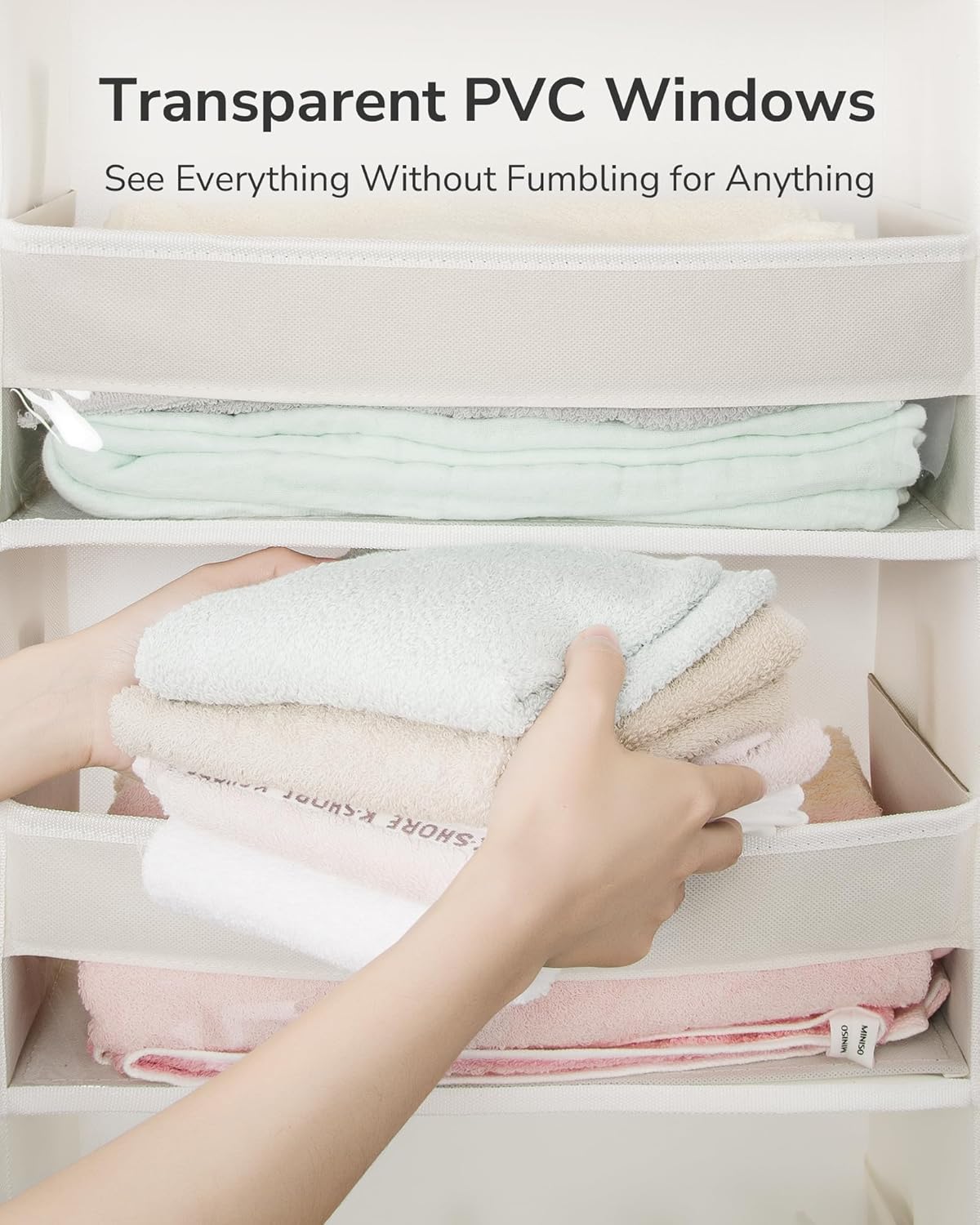 ULG 2 Pack Over The Door Organizer with 6 Large Pockets 12 Side Pockets, 50lbs Weight Capacity Door Hanging Organizer for Bedroom, Bathroom, Pantry, Nursery Storage, Beige