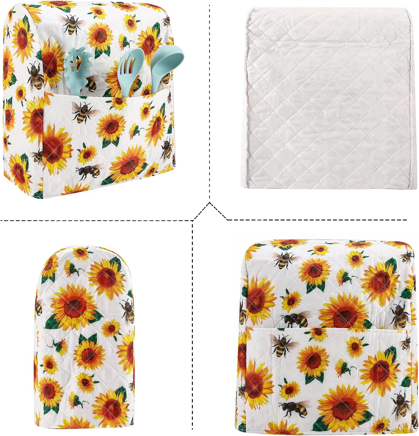 Stand Mixer Cover,Sunflower Kitchen Mixer Cover Compatible With 5-8 Qt Kitchenaid Hamilton Mixers,Sunflower Bee Spring Summer Yellow Kitchen Decoration,Pioneer Woman Kitchen Aid Mixer Assecories