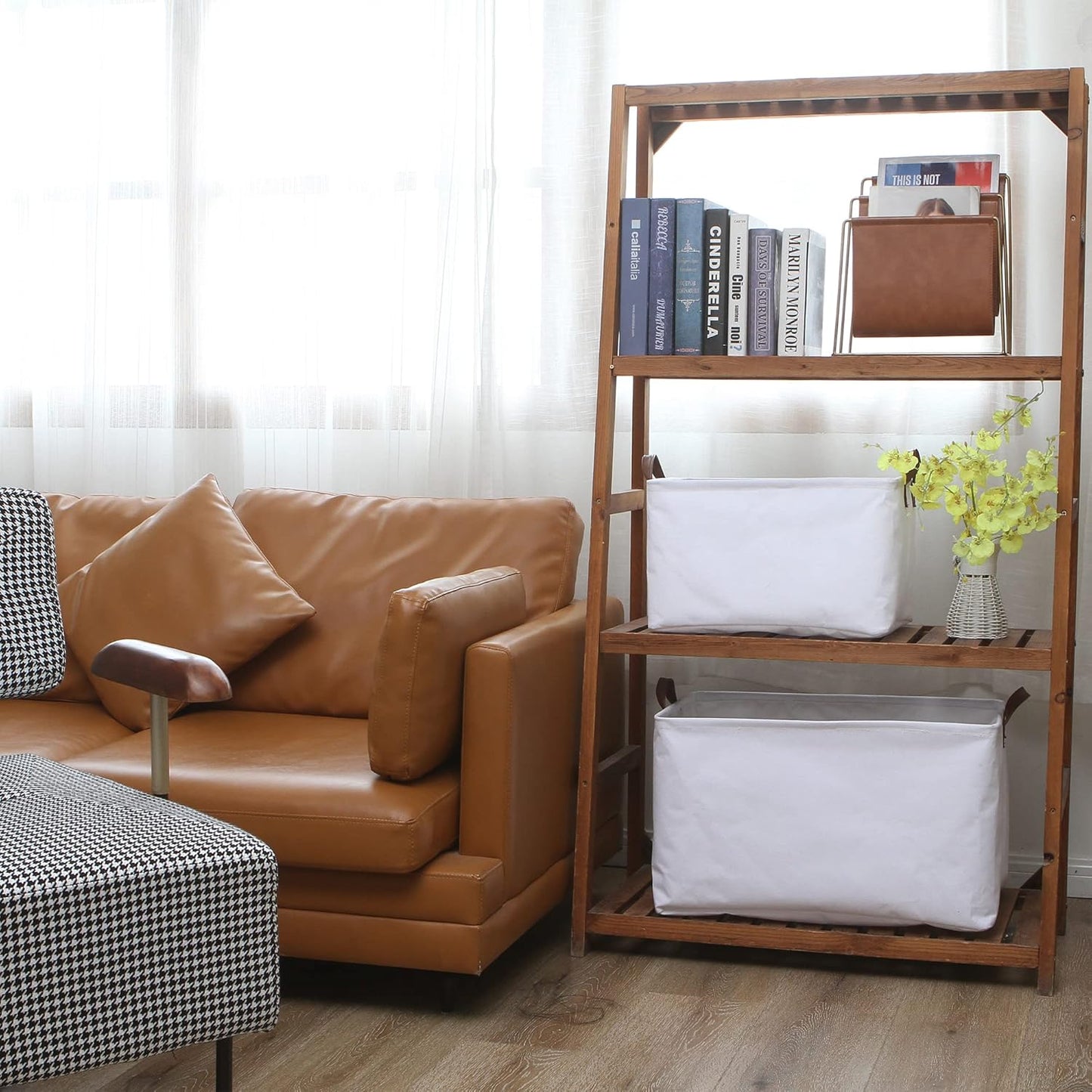 Hinwo 31L Large Storage Bins, 4-Pack Closet Organizers and Storage, Foldable Clothes Storage Baskets with Handles, Containers for Clothing, Blanket, Towels, Toys, Bedding (White)