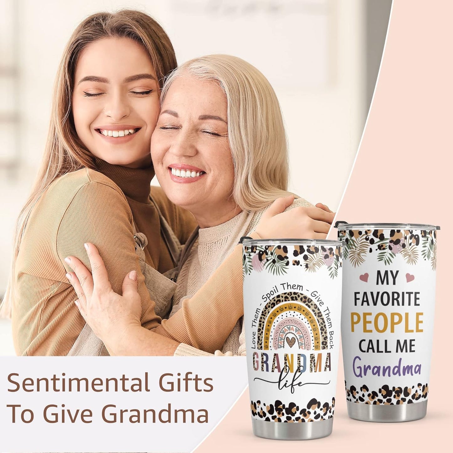 Macorner Grandma Gifts - Stainless Steel Tumbler 20oz for Women - Birthday Christmas Mothers Day Gift for Mom Nana Mimi From Daughter Son Grandkids - Best Grandma Ever