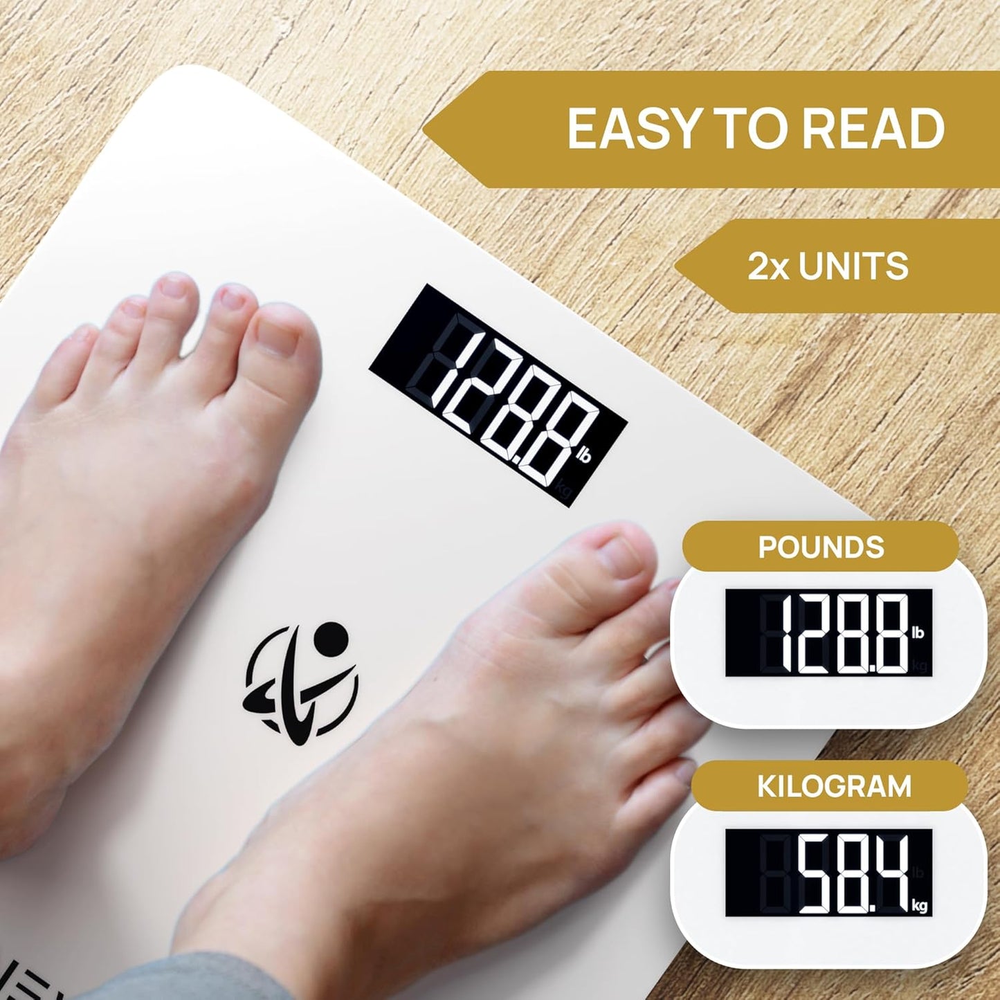 INEVIFIT Bathroom Scale, Highly Accurate Digital Bathroom Body Scale, Measures Weight up to 400 lbs. Includes Batteries