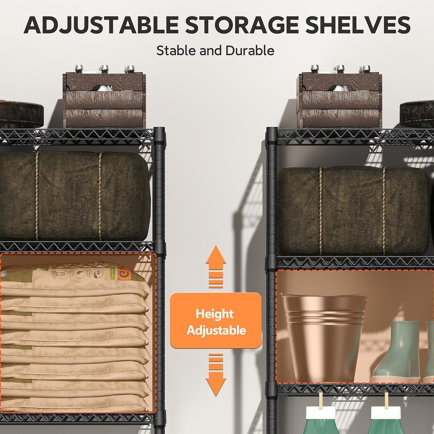 Stand Shelf Wire Rust-Proof Outdoor Storage Shelving 4-Tier Utility Shelving Unit for Garden Home,Kitchen,Office Dark Grey 17.7" D x 47.3" W x 59.4" H