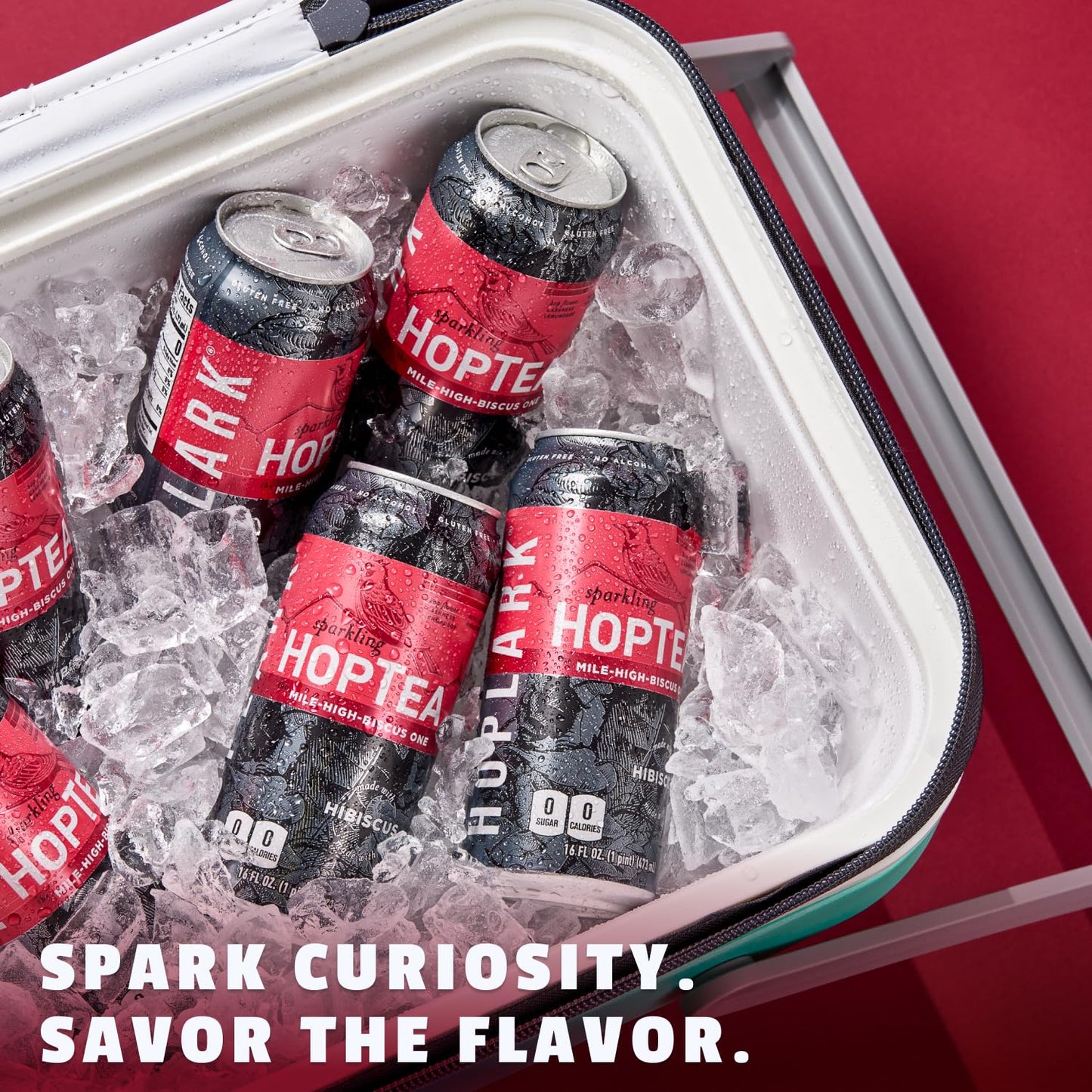 HOPLARK Sparkling HopTea – Hibiscus Tea with Lemondrop and Cashmere Hops – Tart Botanical Sparkling Tea – Zero Calorie – Caffeine Free – 12 Pack 16oz Cans - The Mile High Biscus One