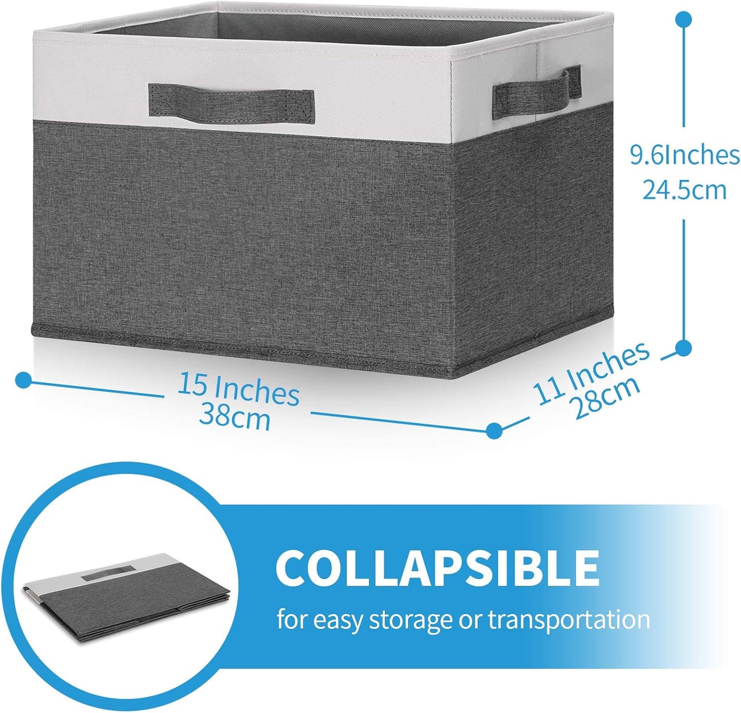 GhvyenntteS 6 Pack Fabric Storage Bins, 15x11x9.6 inch Closet Storage Bins for Shelves with 3 Handles, Foldable Storage Baskets for Shelves, Sturdy Closet Organizers and Storage