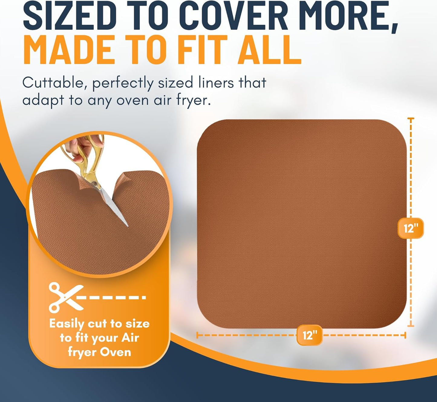 Toaster Oven Liners for Bottom of Oven (2 Pack) Reusable Non-Stick Heat Resistant Toaster Liners, Compatible with Ninja, Cuisinart, Emeril Lagasse & More, Toaster Mat, 12"x12" (Copper)