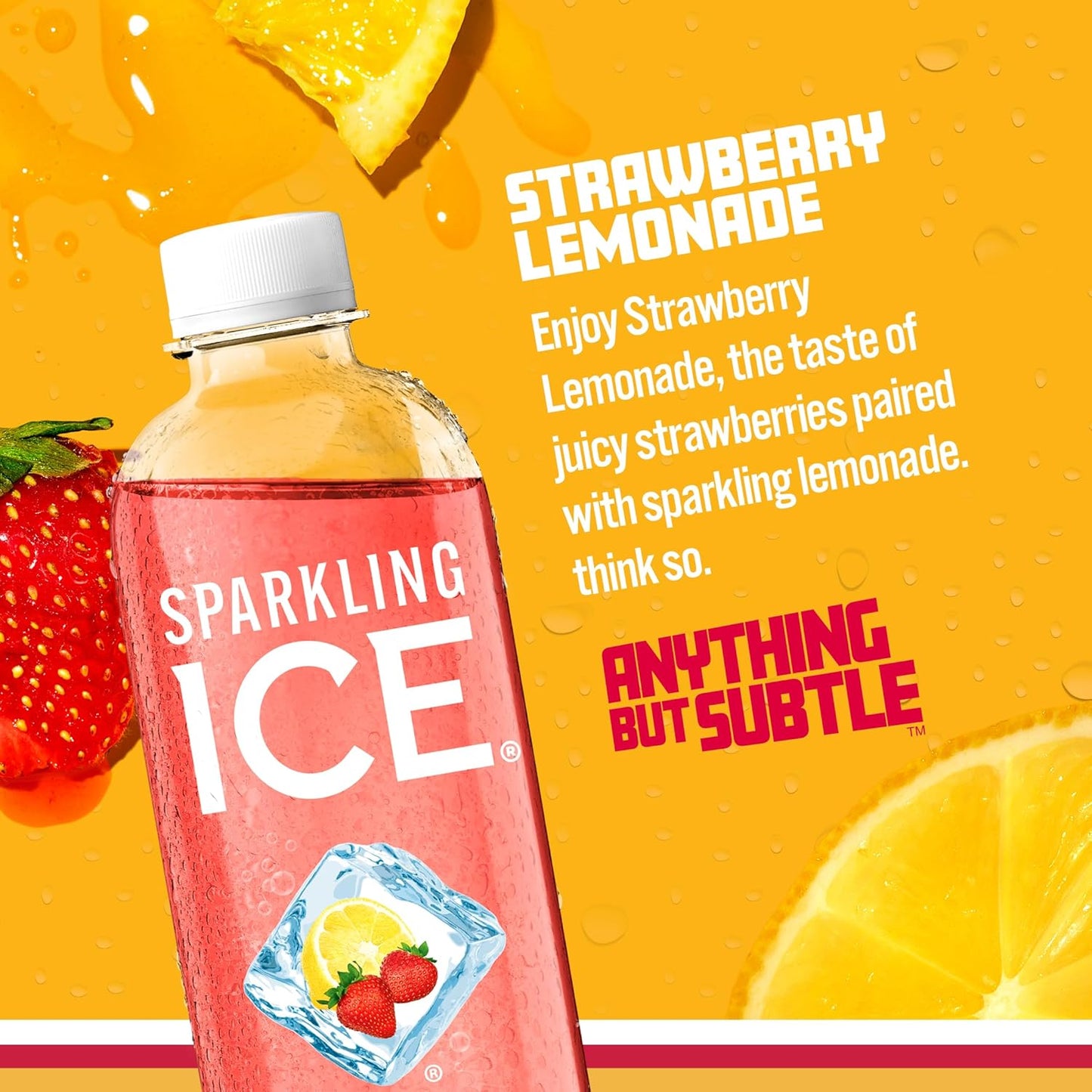 Sparkling Ice, Strawberry Lemonade Sparkling Water, Zero Sugar Flavored Water, with Vitamins and Antioxidants, Low Calorie Beverage, 17 fl oz Bottles (Pack of 12)