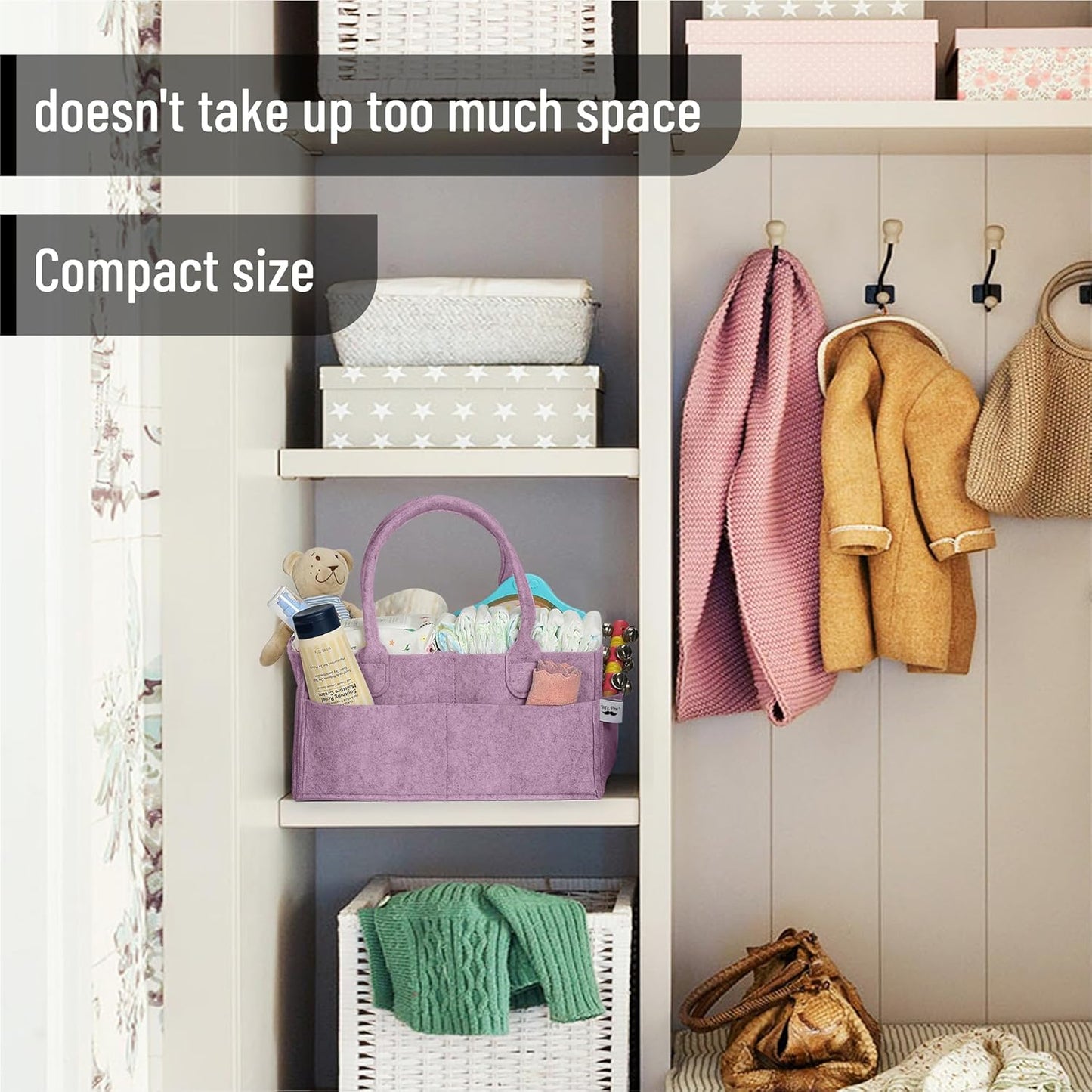 Mr. Pen- Baby Diaper Caddy Organizer, Orchid Mist, Baby Caddy Organizer with Handle, Compact Size, Collapsible & Portable