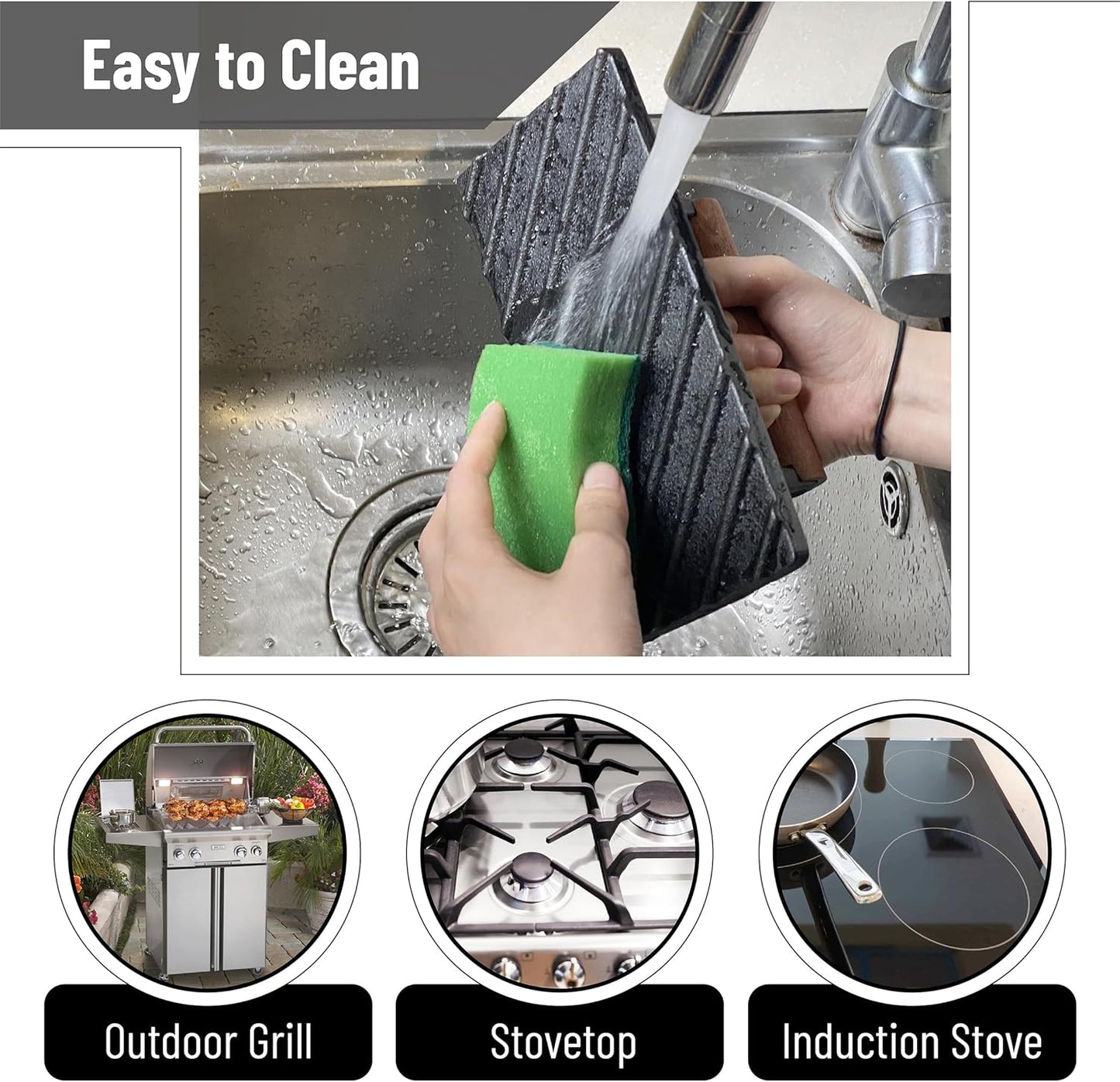 UNCO Cast Iron Grill Press: 6.9' Round & 8.3' x 4.3' Rectangular - Burger & Meat Press, Ideal for Griddles