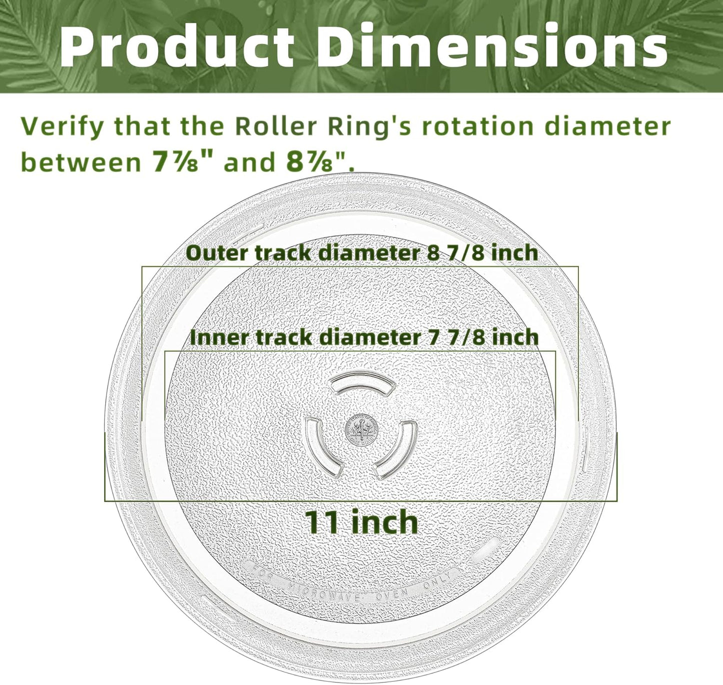 11 inch Whirlpool Microwave Glass Plate Turntable W11401795 W10398722 481246678407 481246678396