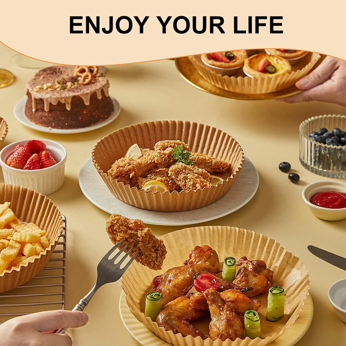 100Pcs Small Air Fryer Liners Disposable, Parchment Sheets Round, 6.5 Inch Round Airfryer Paper Basket Bowl Liner for Baking Cooking Food