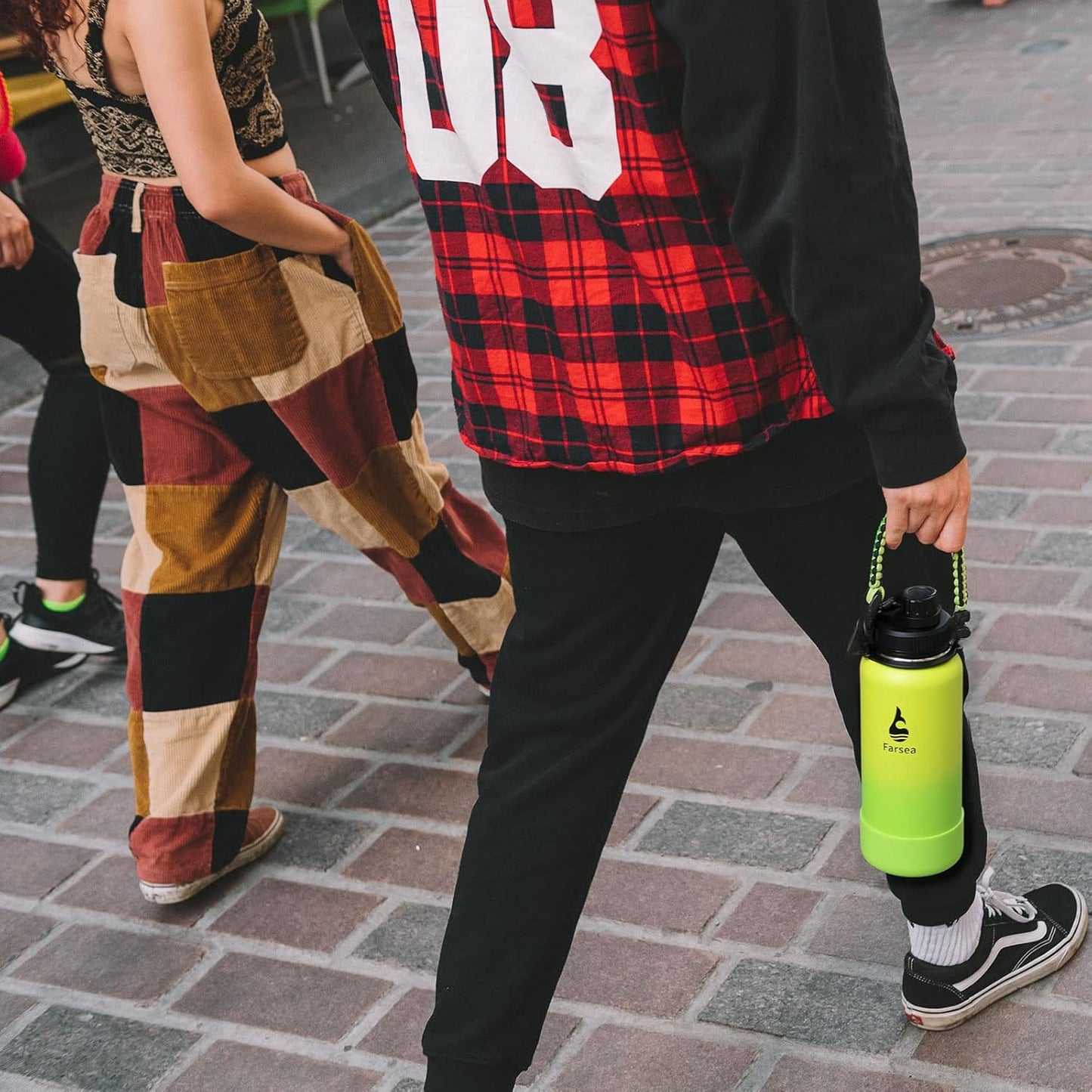 Farsea Insulated Water Bottle With Paracord Handle, Protective Silicone Boot and 2 Lids (Straw Lid & Spout Lid), Stainless Steel Water Bottle Wide Mouth, Double Wall Sweat-Proof BPA-Free, 32 oz