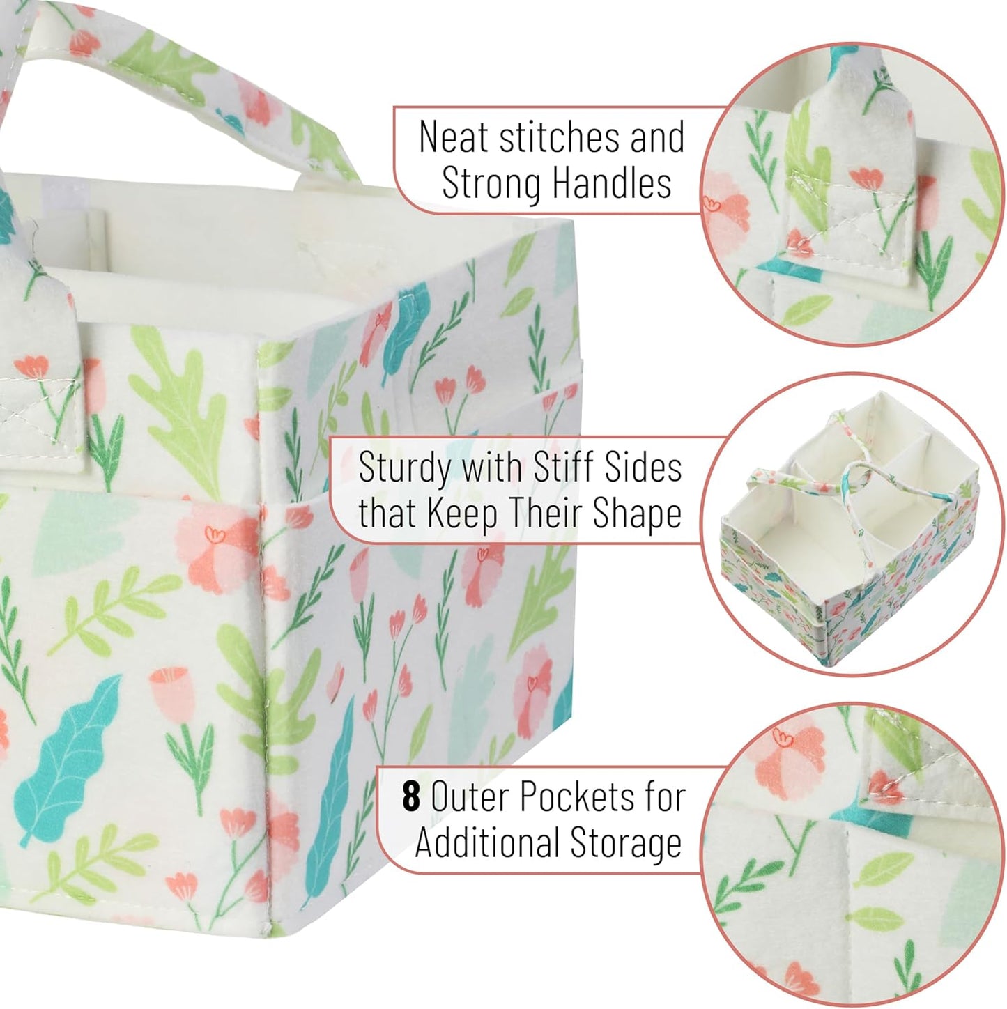 Mr. Pen- Baby Diaper Caddy Organizer, Blooming Palette, Diaper Organizer, Car Diaper Caddy