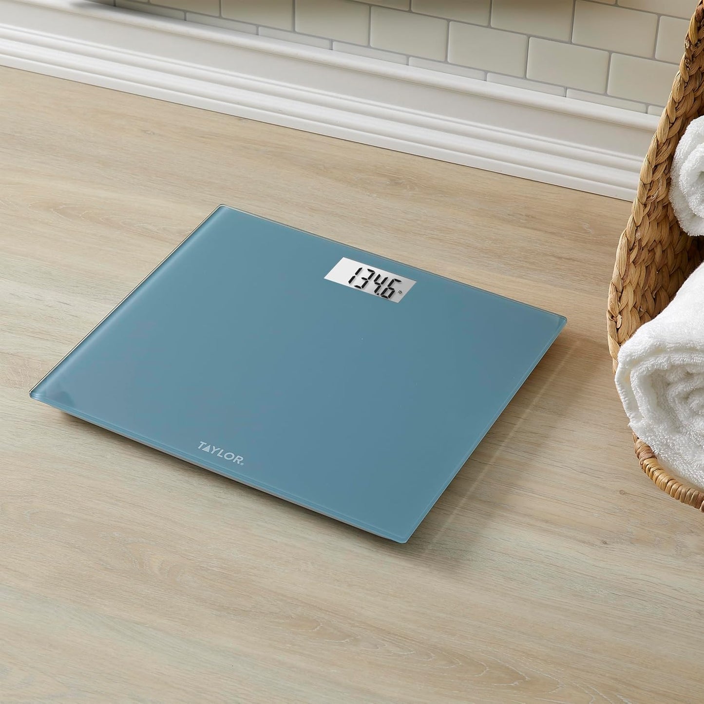 Taylor Digital Extra-Wide Extra High 500lb Capacity Bathroom Scale for Body Weight, Accurate High Precision and Ultra Wide Platform, Digital Weighing Machine for People, Easy-to-Read, Slate Blue