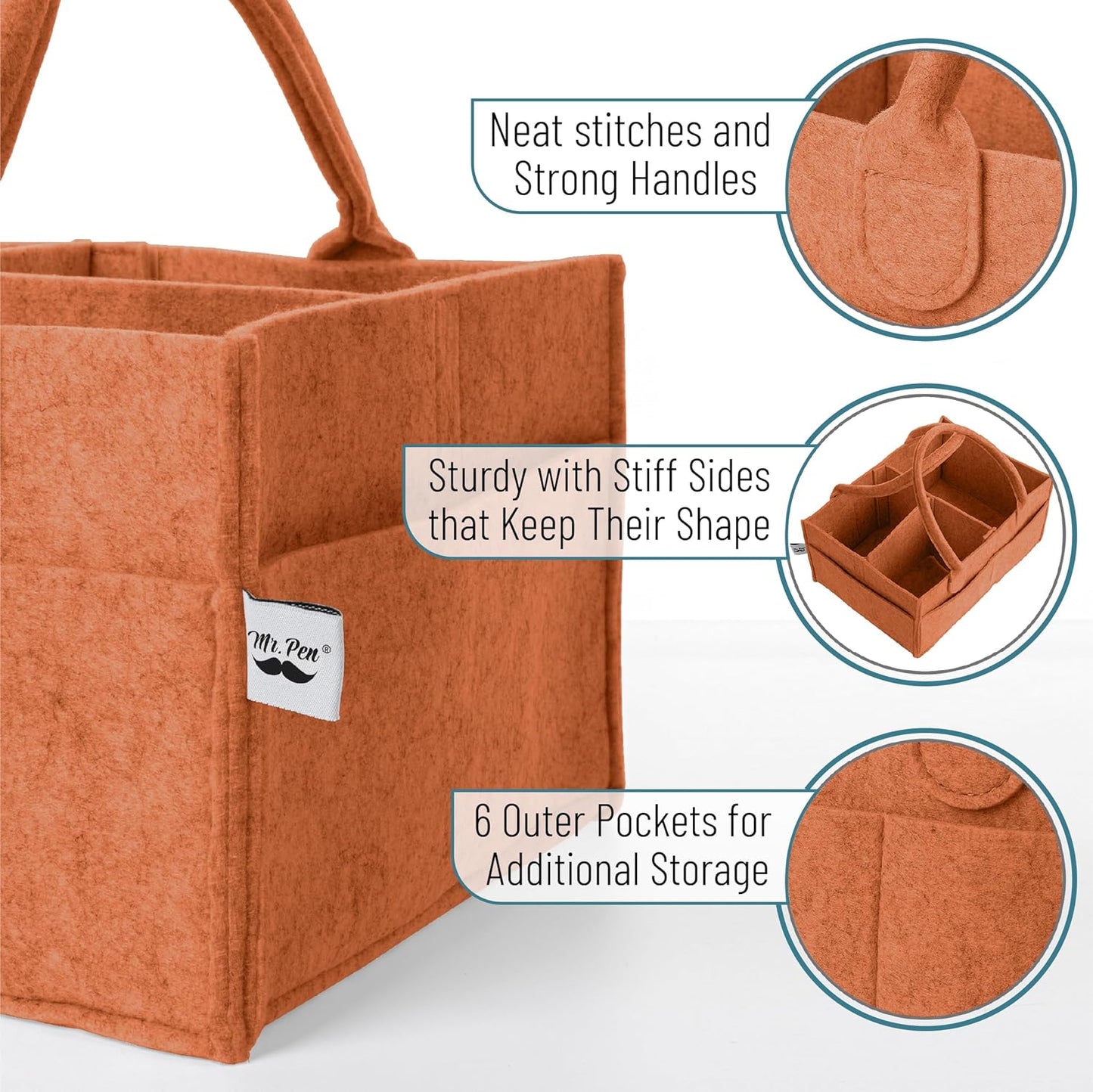 Mr. Pen- Baby Diaper Caddy Organizer, Rustic Warmth, Baby Caddy Organizer with Handle, Compact Size, Collapsible & Portable